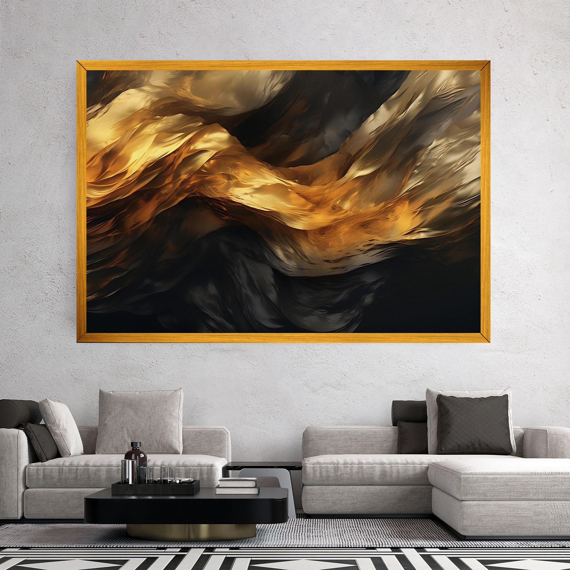 Tablou Canvas Golden Waves With Black mockup 2