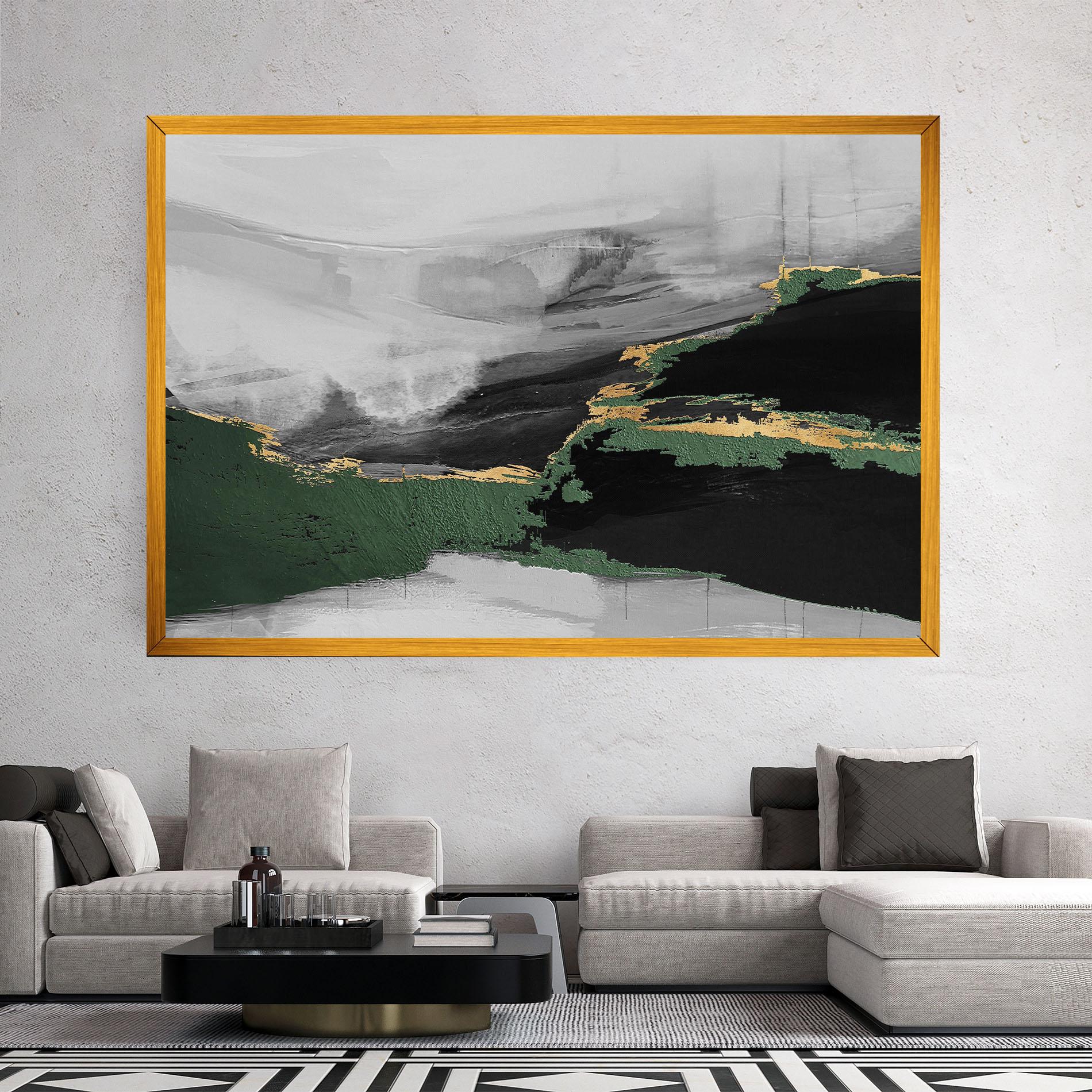 Tablou Canvas Grey With Green Painting mockup 2