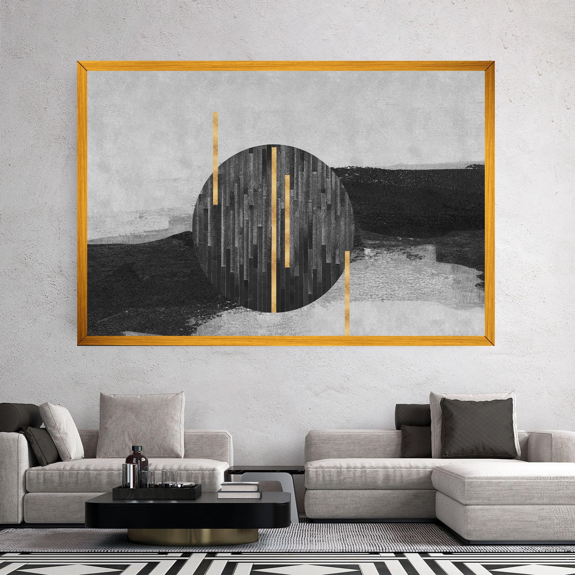 Tablou Canvas Modern Circle With Gold mockup 2