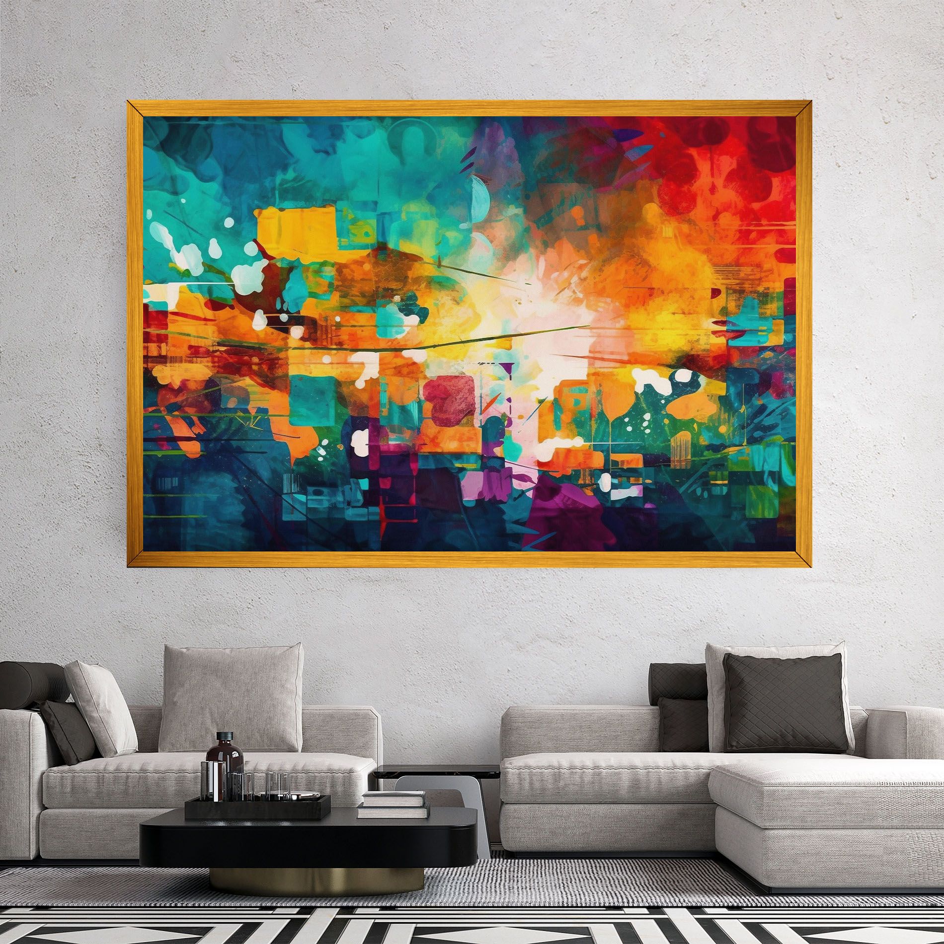 Vibrant Colors On Blue Background mockup 2