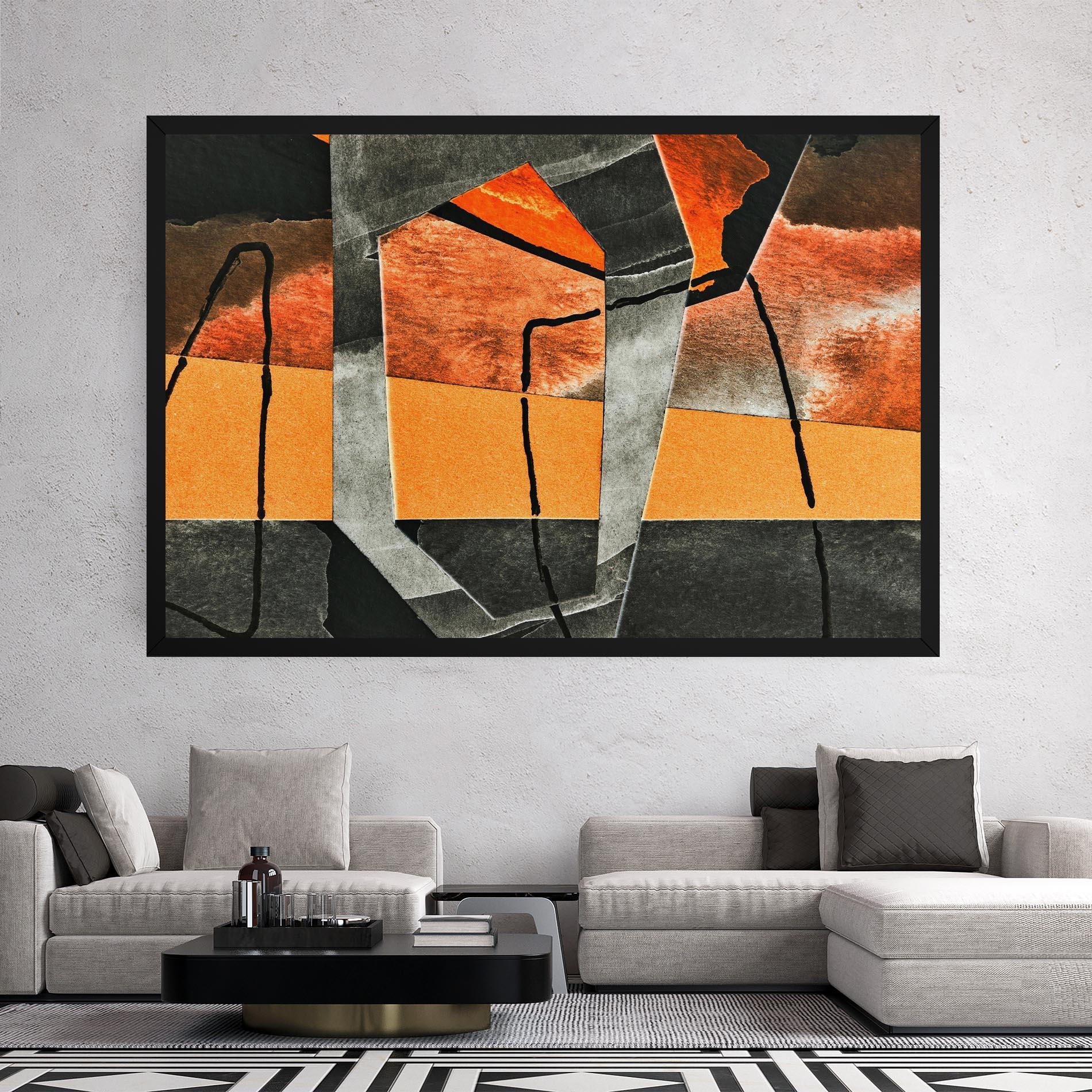 Tablou Canvas Abstract Grey Orange mockup 2