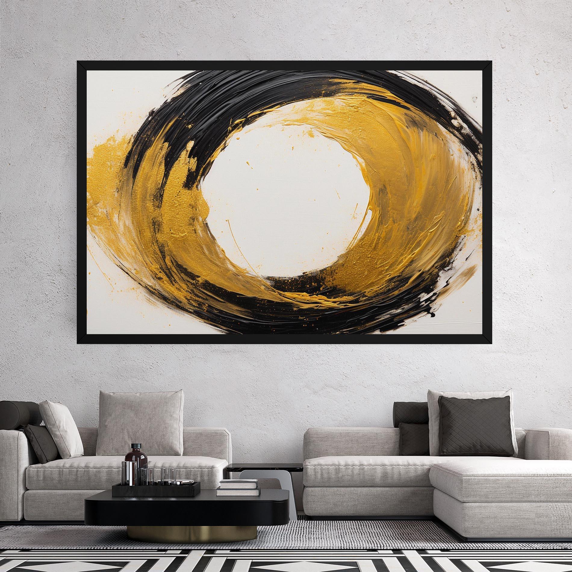 Tablou Canvas Circle From Gold And Black mockup 2