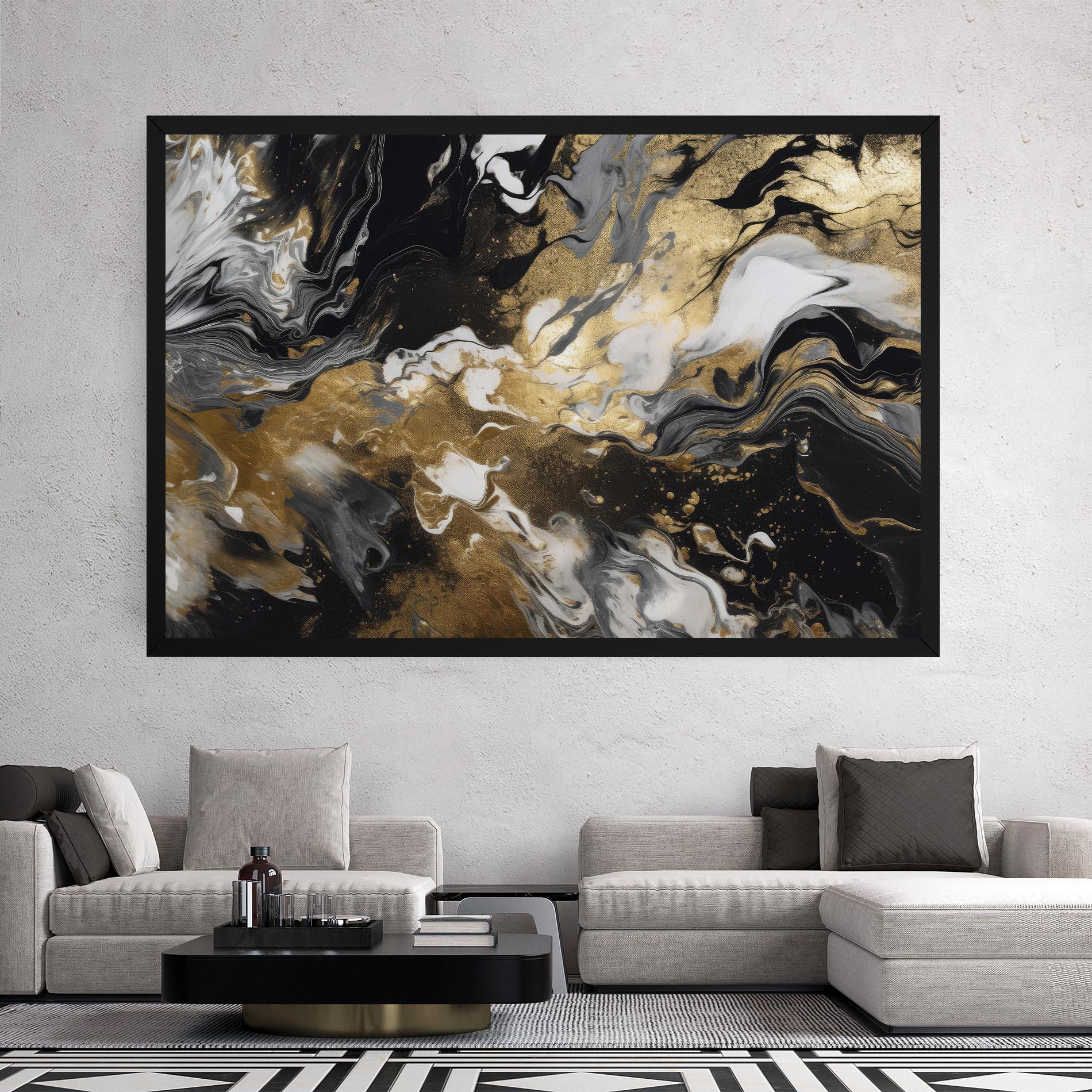 Tablou Canvas Gold Acrylic Fluid mockup 2