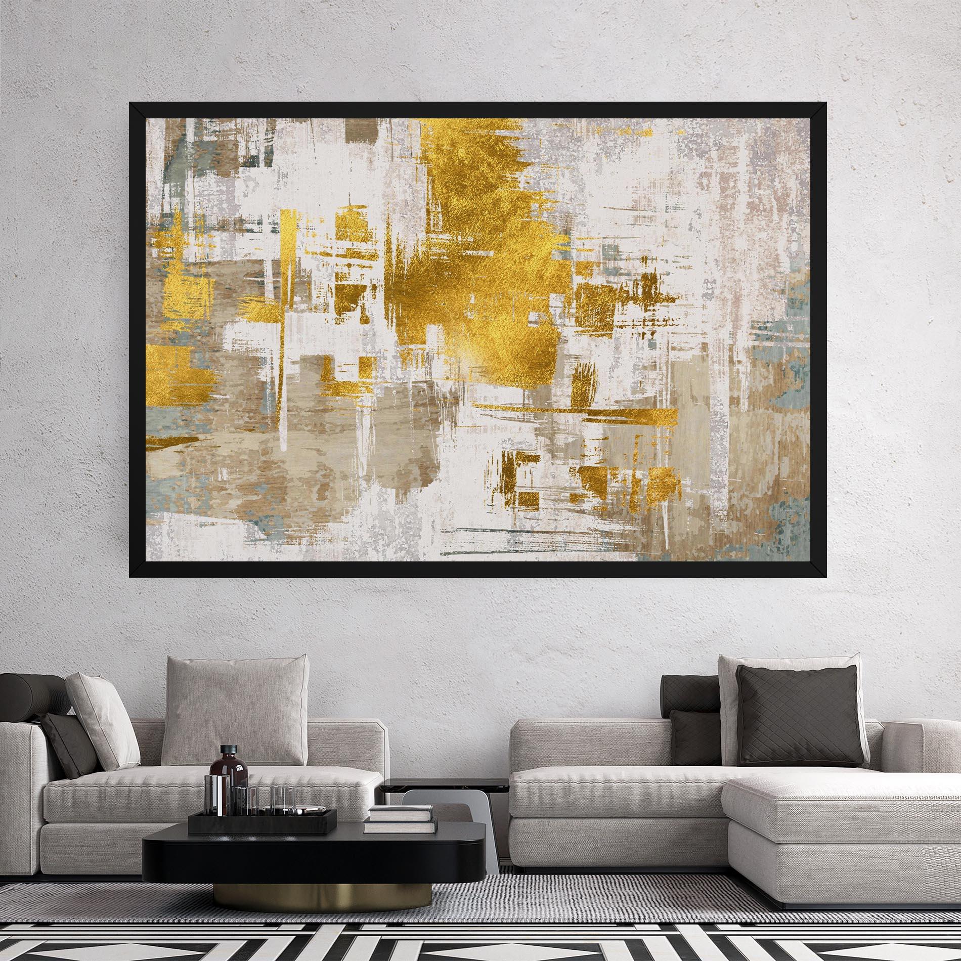 Tablou Canvas Gold And White Brush mockup 2