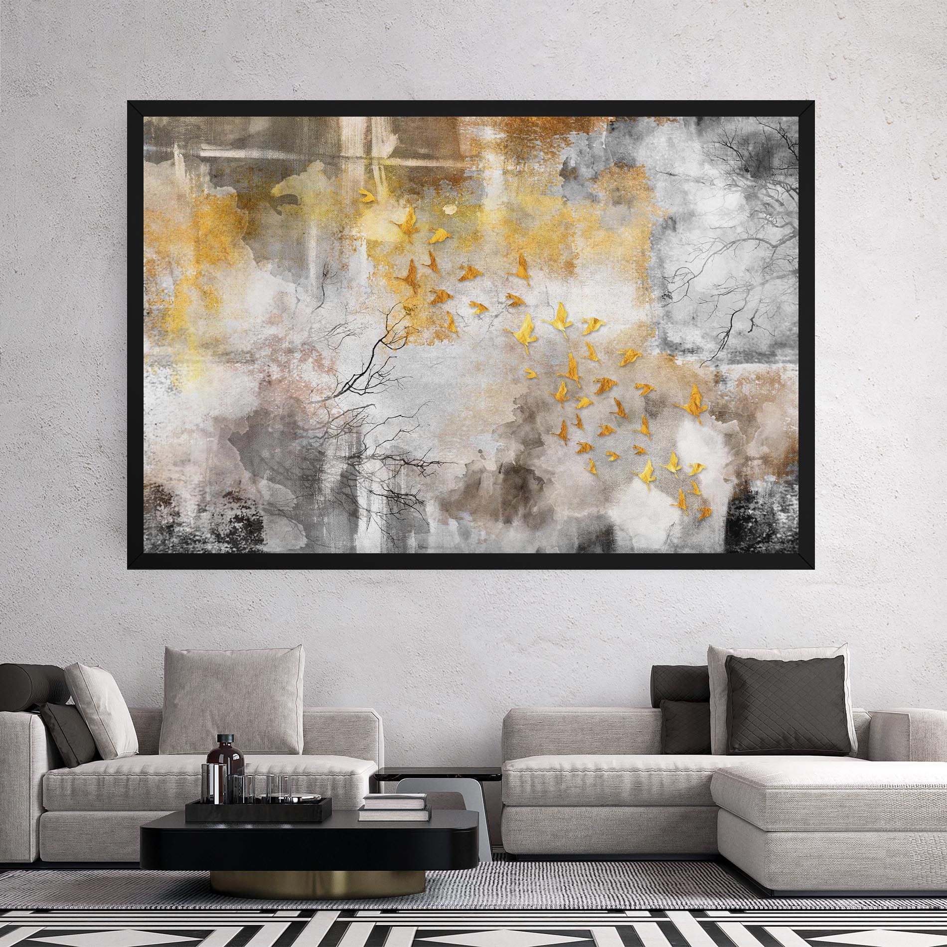 Gold Birds Flying mockup 2