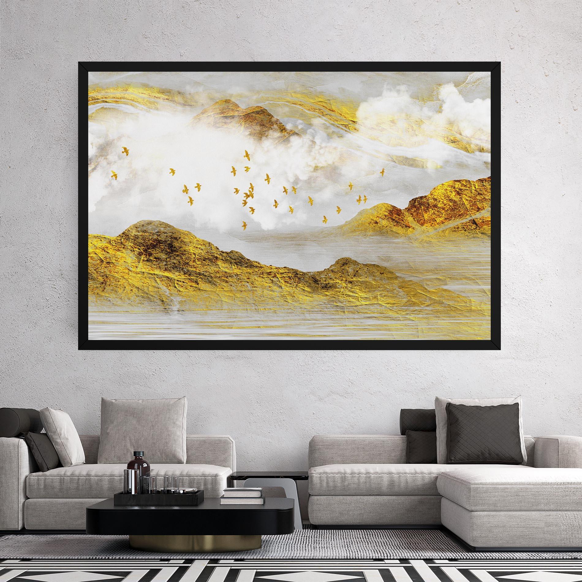Tablou Canvas Gold Mountains Abstract mockup 2