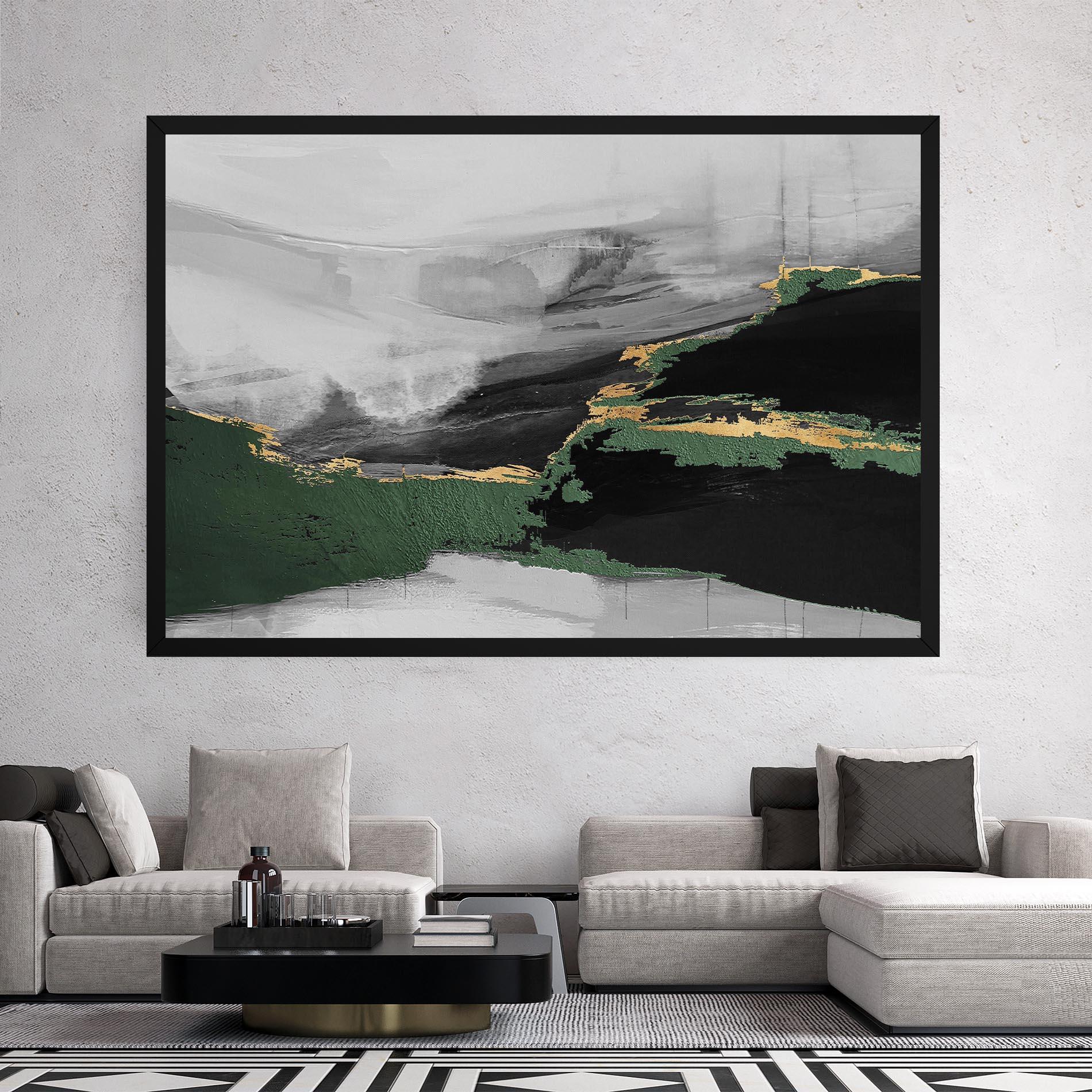 Tablou Canvas Grey With Green Painting mockup 2