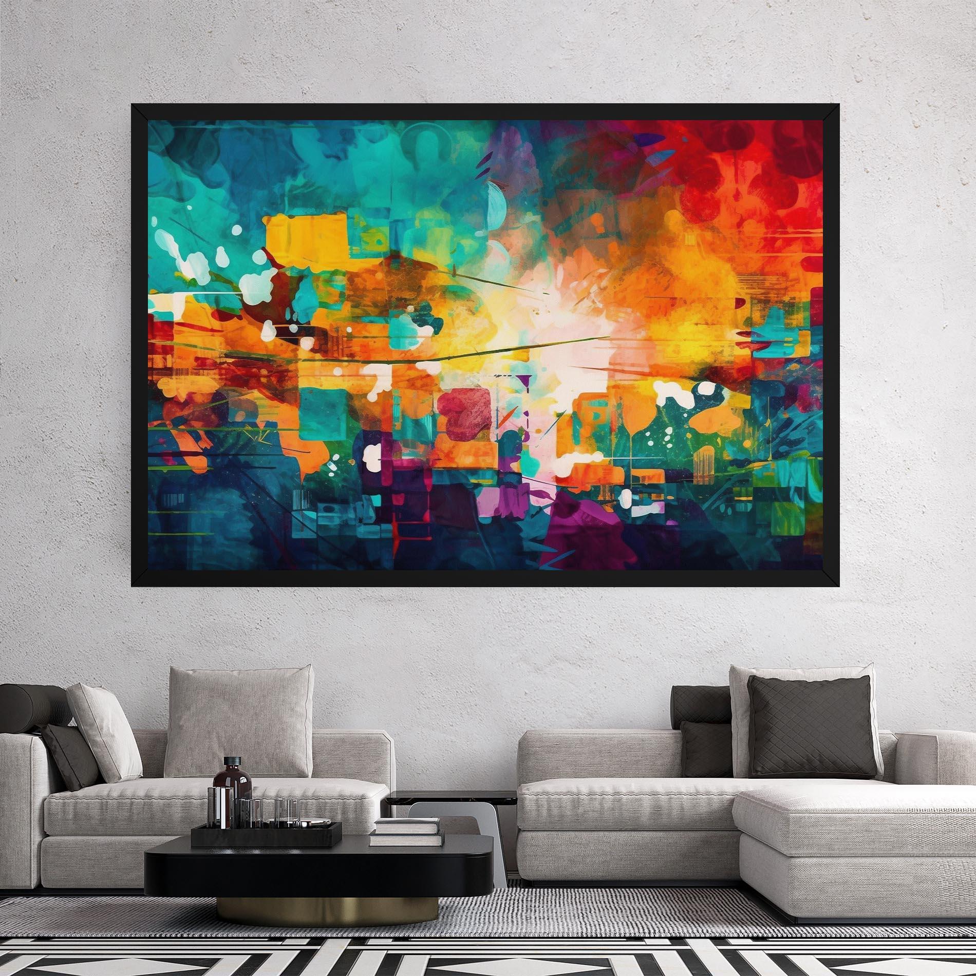 Tablou Canvas Vibrant Colors On Blue Background mockup 2