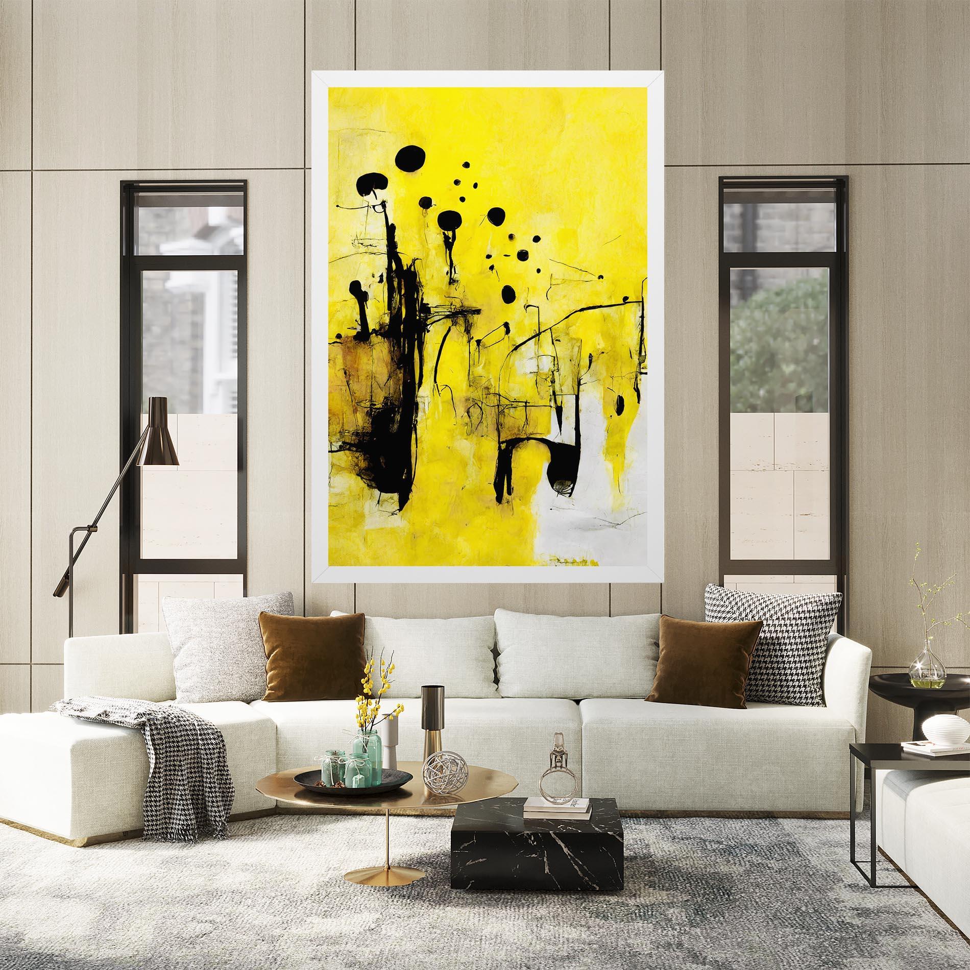 Tablou Canvas Abstract Black Yellow mockup 2