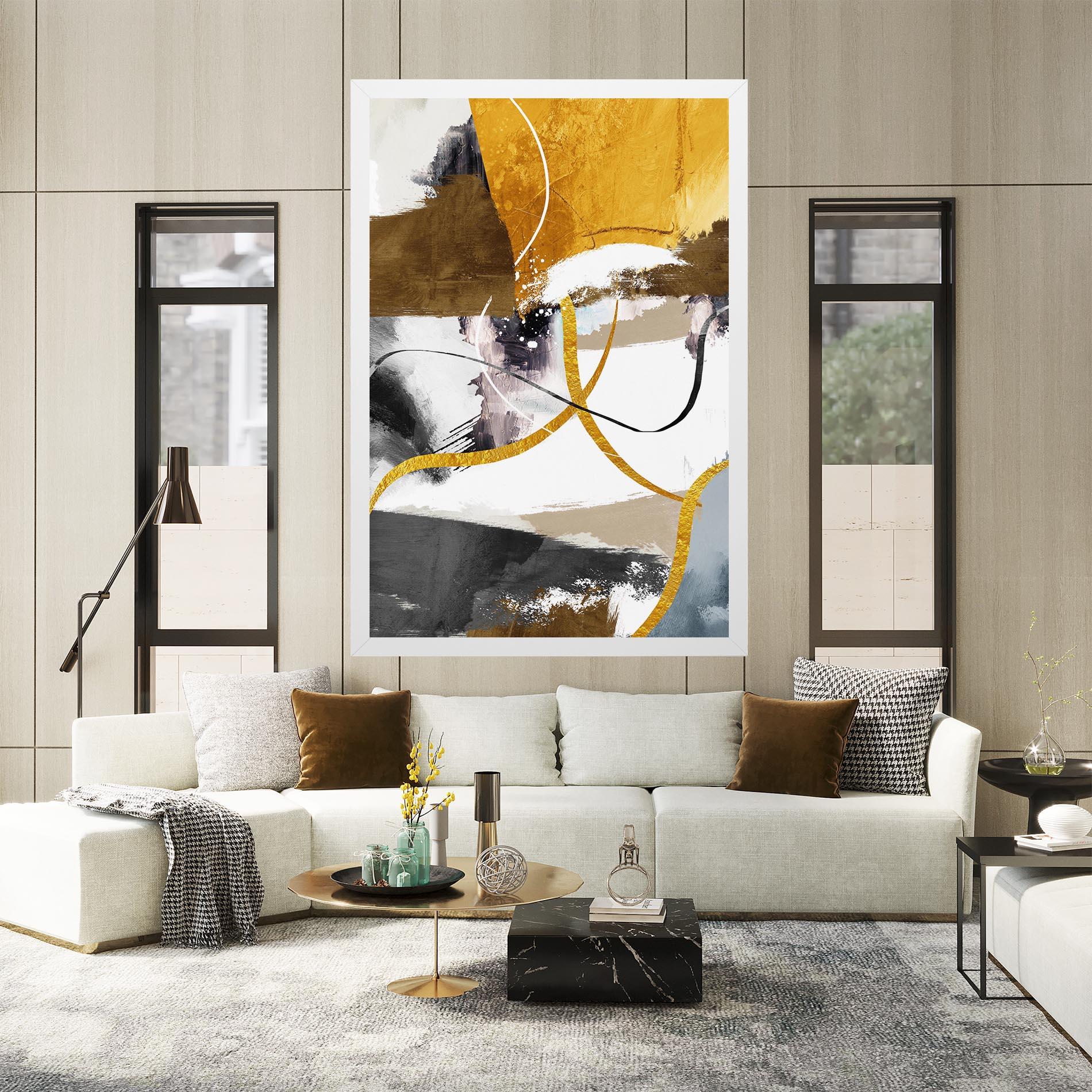 Tablou Canvas Chaotic Golden Painting mockup 2