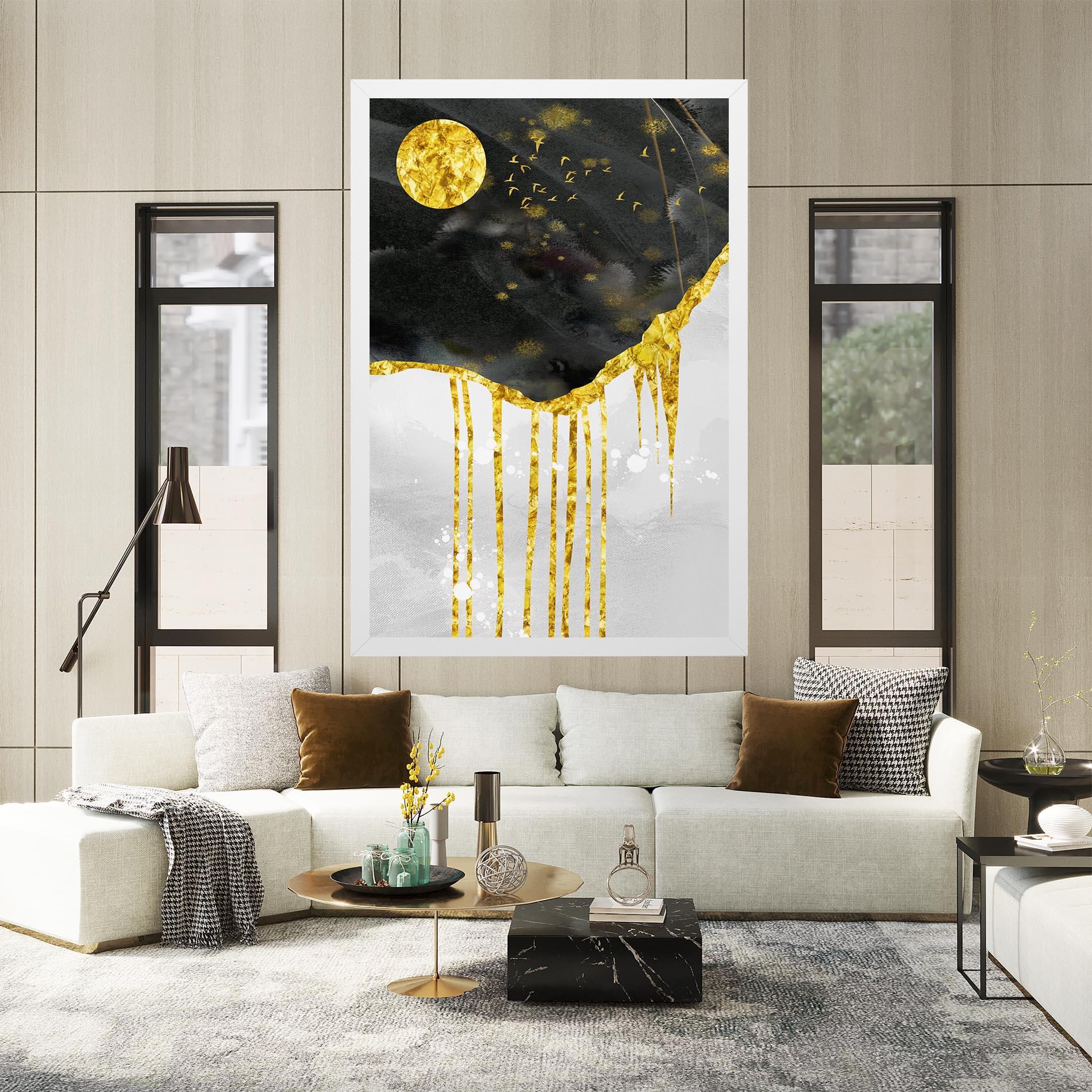Tablou Canvas Gold Moon And Birds mockup 2