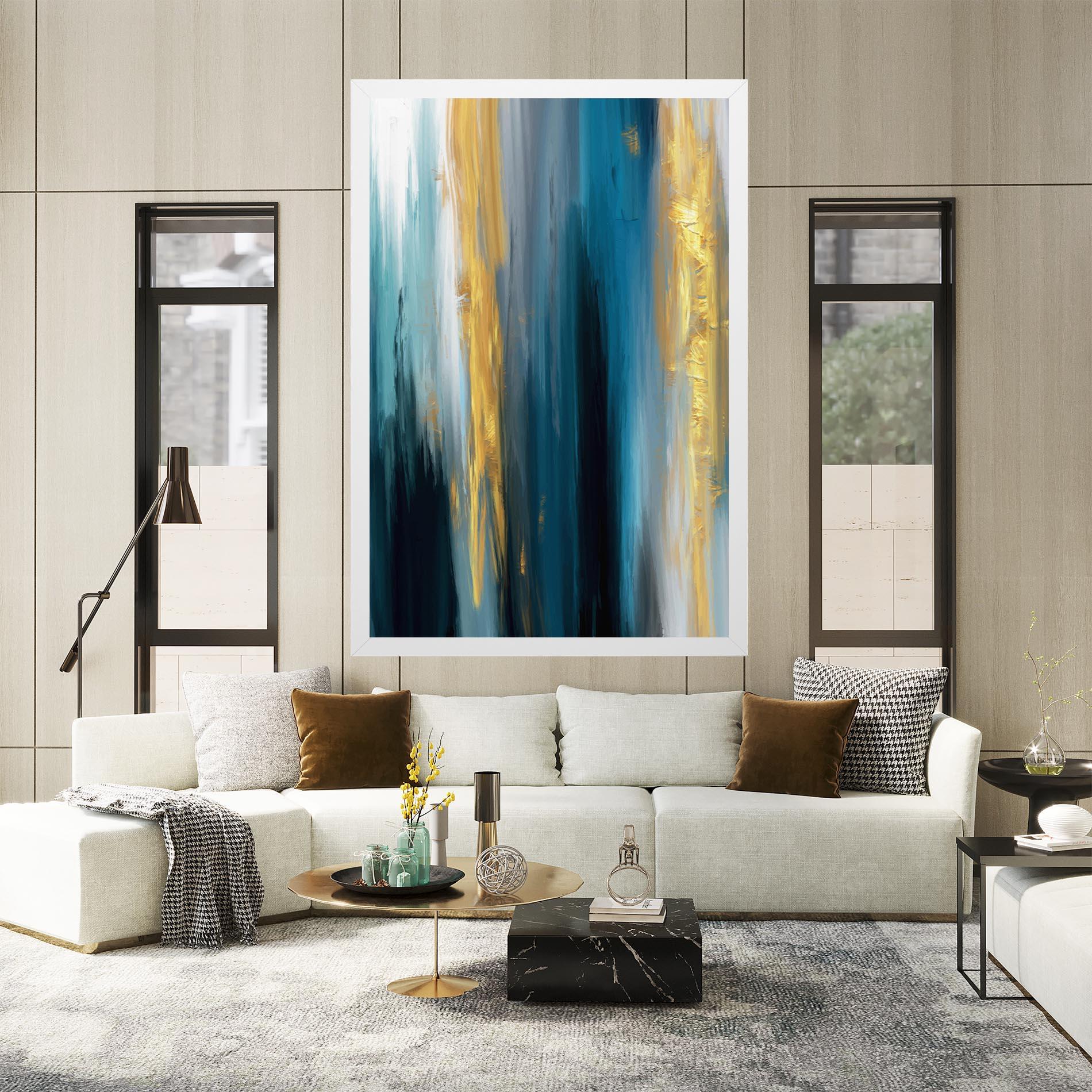 Tablou Canvas Golden Black Blue Art mockup 2