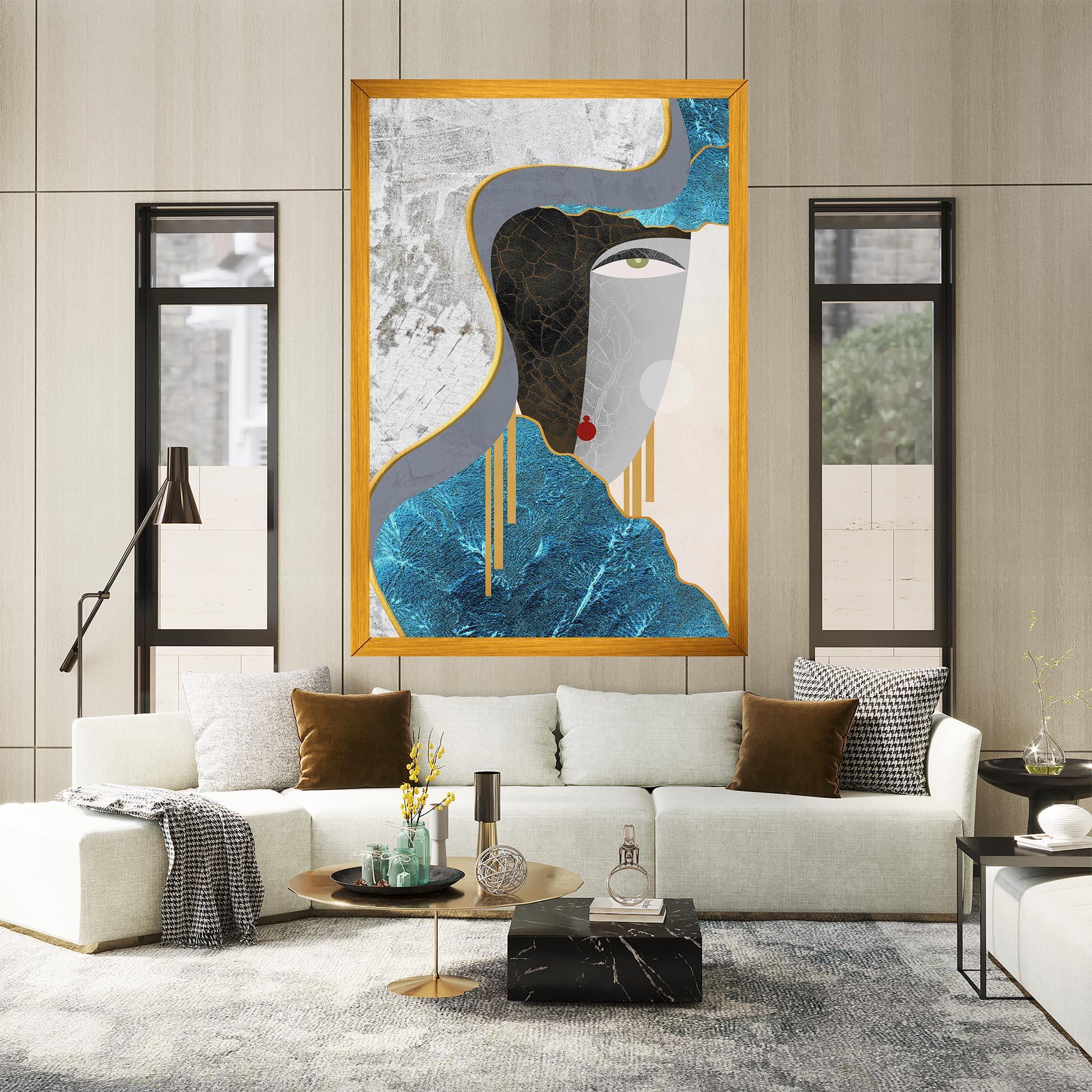 Tablou Canvas Abstract Blue Face mockup 2