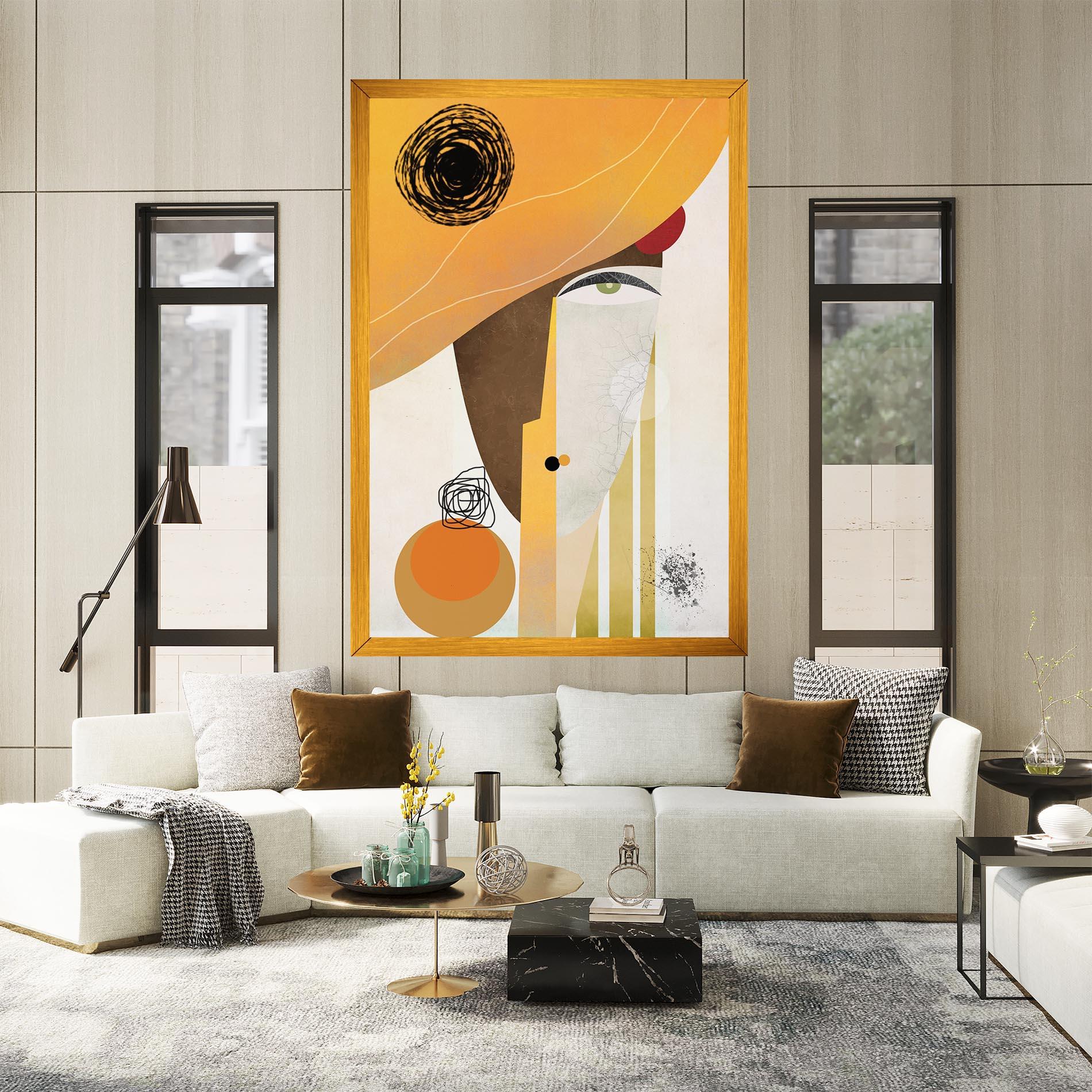 Tablou Canvas Abstract Orange Face mockup 2