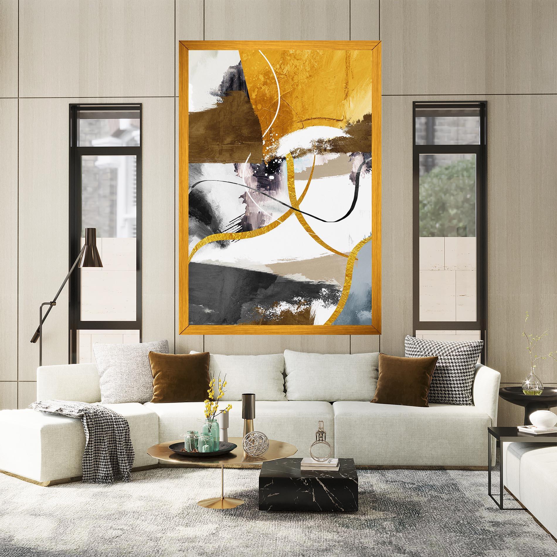 Tablou Canvas Chaotic Golden Painting mockup 2