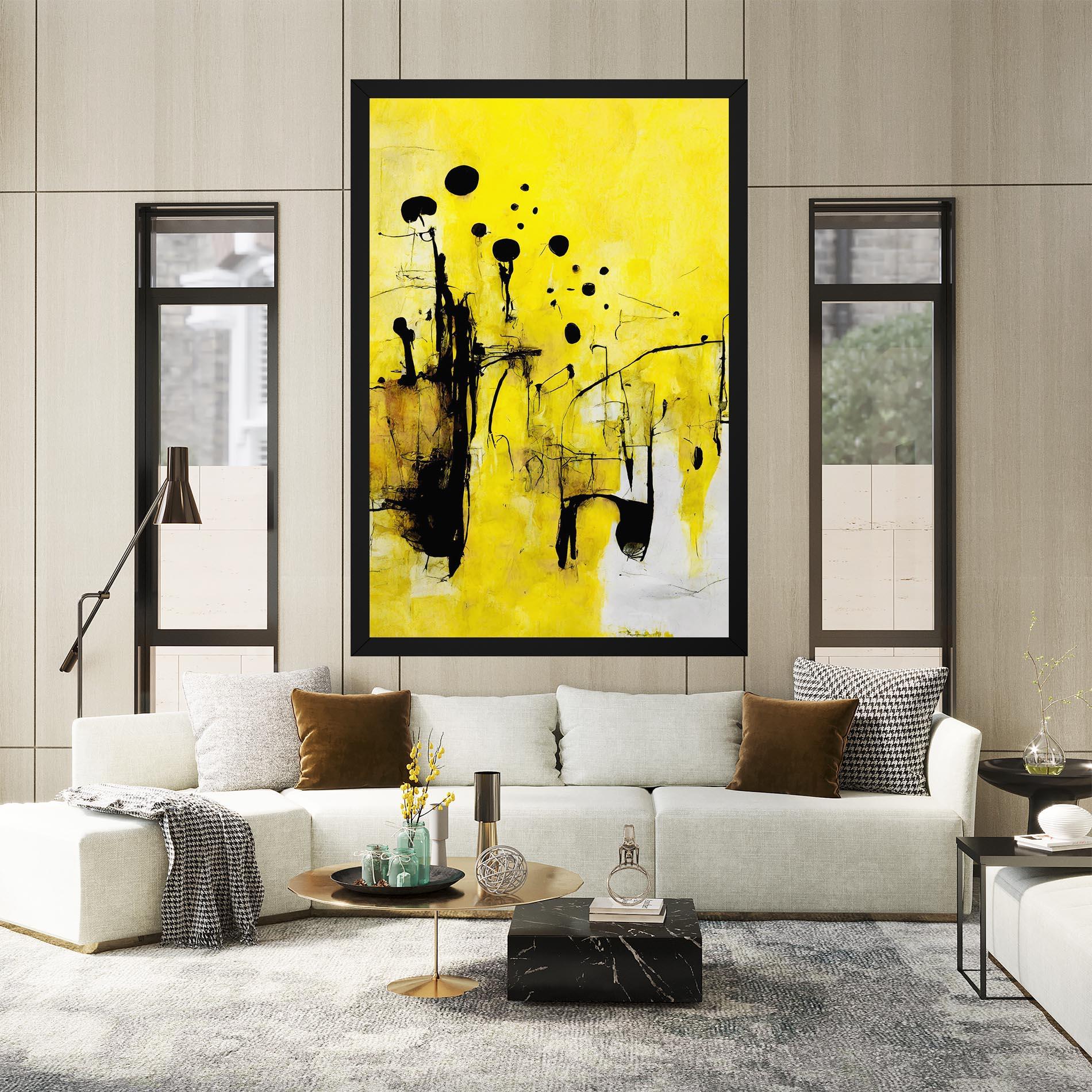 Tablou Canvas Abstract Black Yellow mockup 2