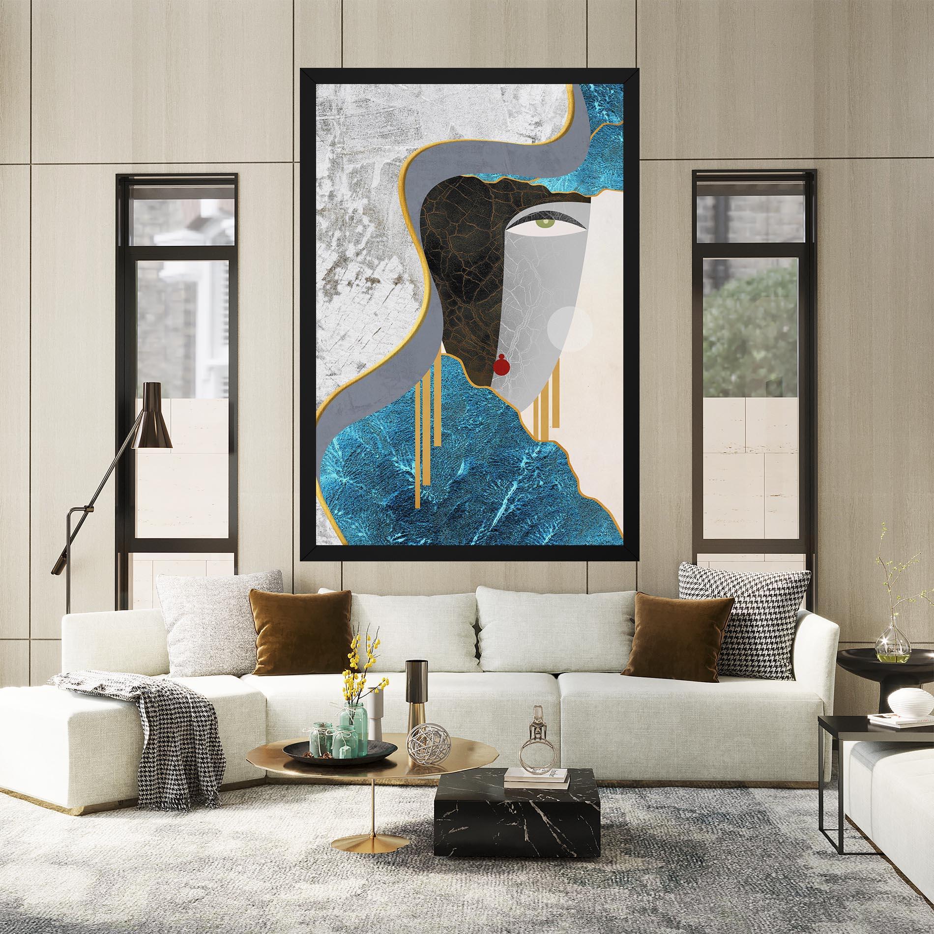 Tablou Canvas Abstract Blue Face mockup 2