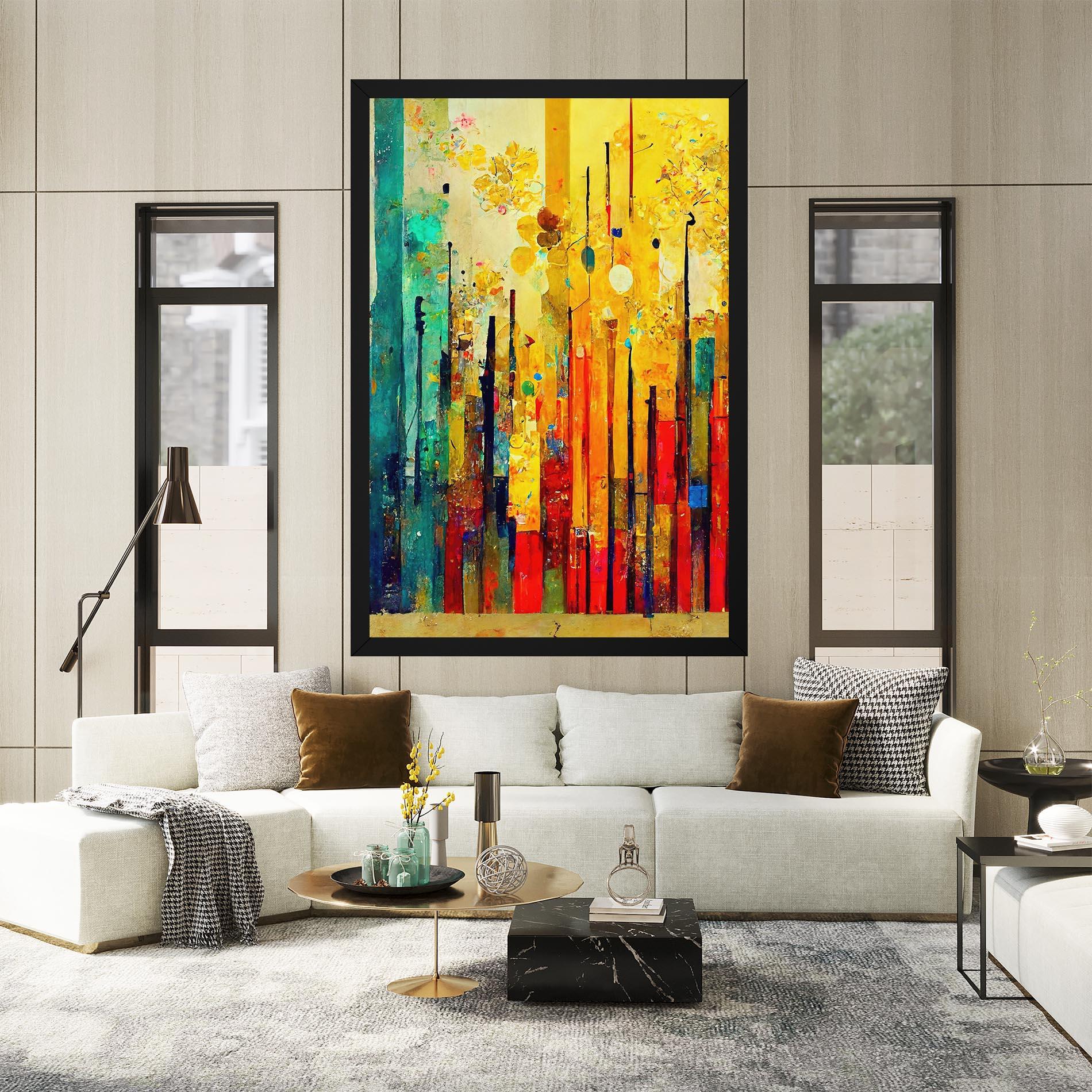 Tablou Canvas Black Lines On Yellow Light mockup 2