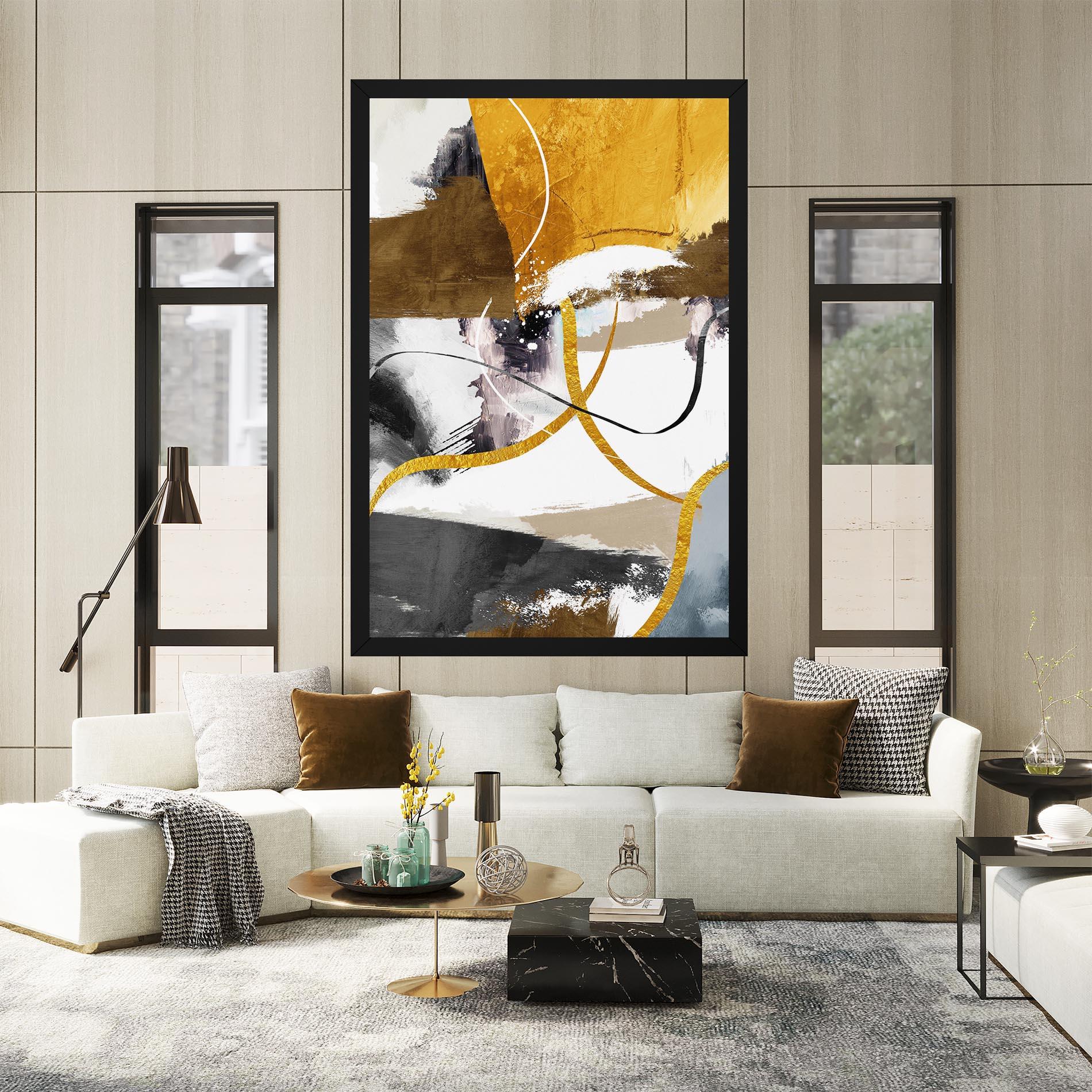 Tablou Canvas Chaotic Golden Painting mockup 2