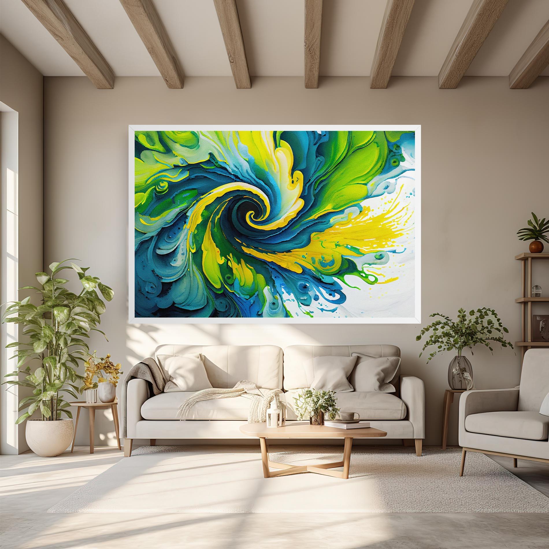 Tablou Canvas Yellow Green Spiral mockup 6