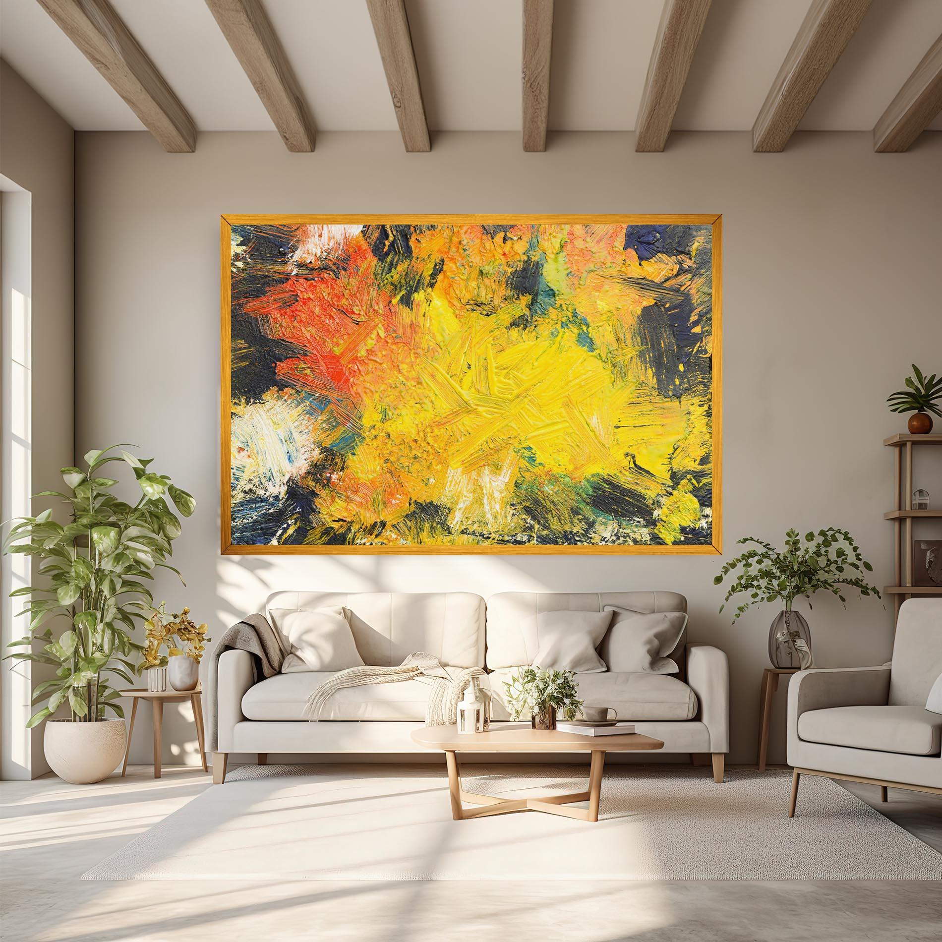 Tablou Canvas Artistic Yellow Painting mockup 6