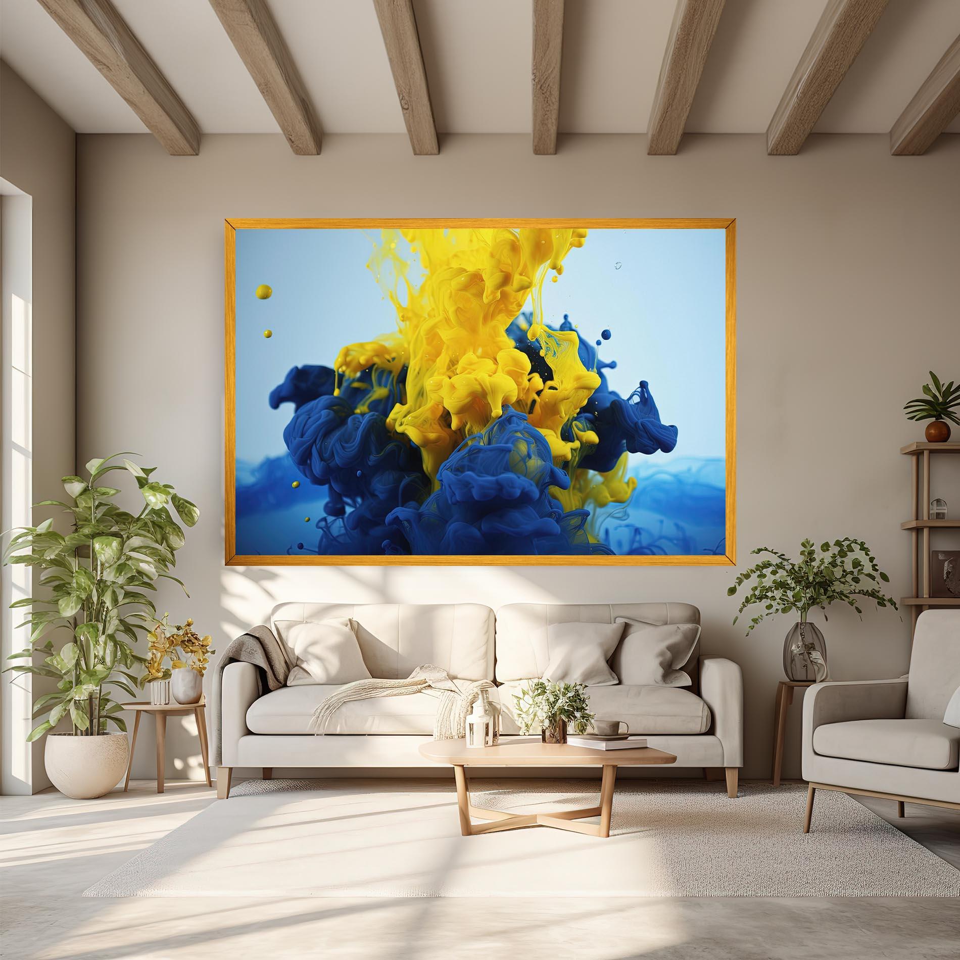 Tablou Canvas Blue Yellow Smoke mockup 6