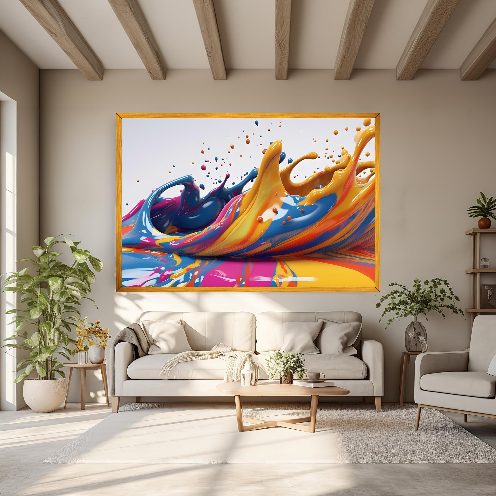 Tablou Canvas Colorful Liquid Yellow Splash mockup 6