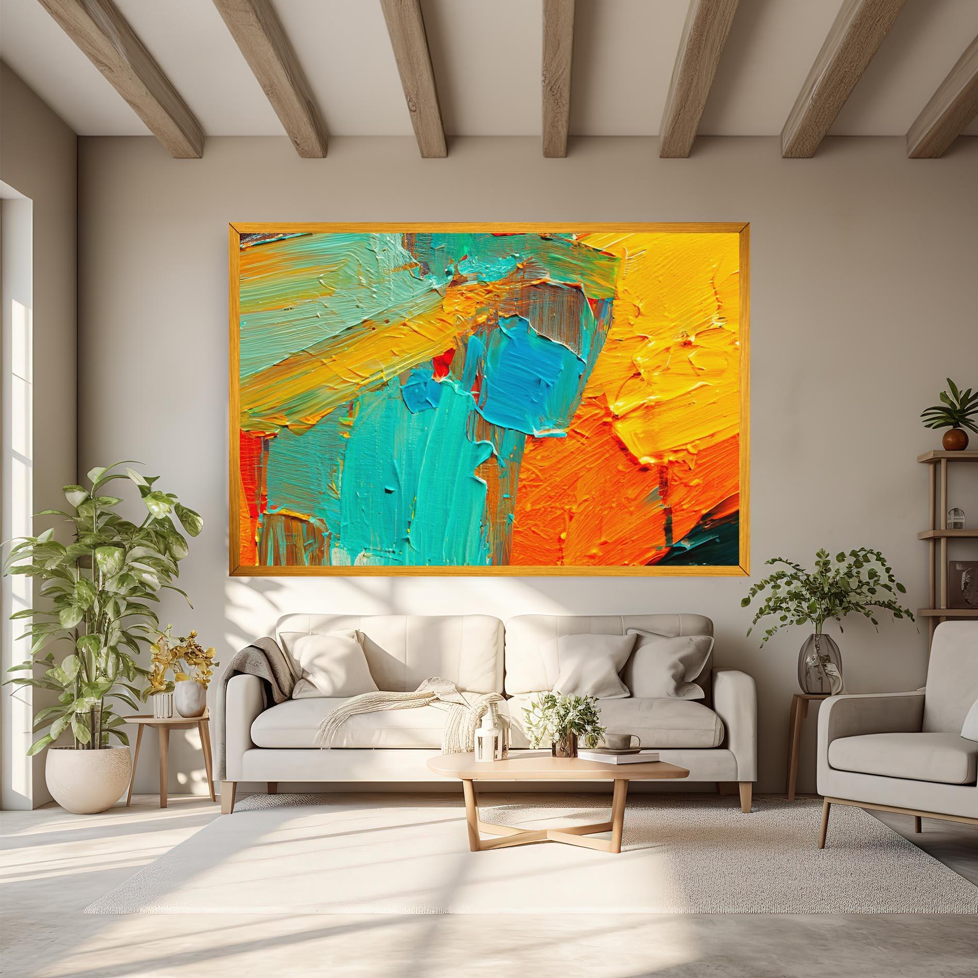 Tablou Canvas Orange Blue Painting mockup 6