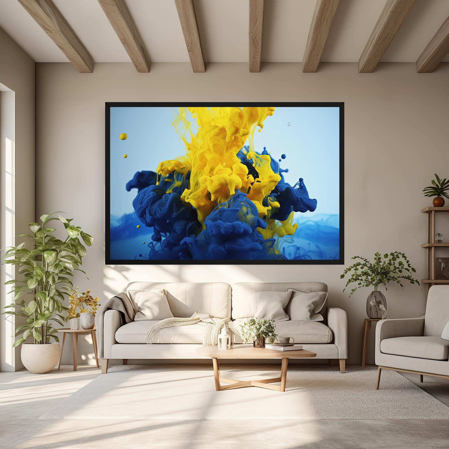 Tablou Canvas Blue Yellow Smoke mockup 6