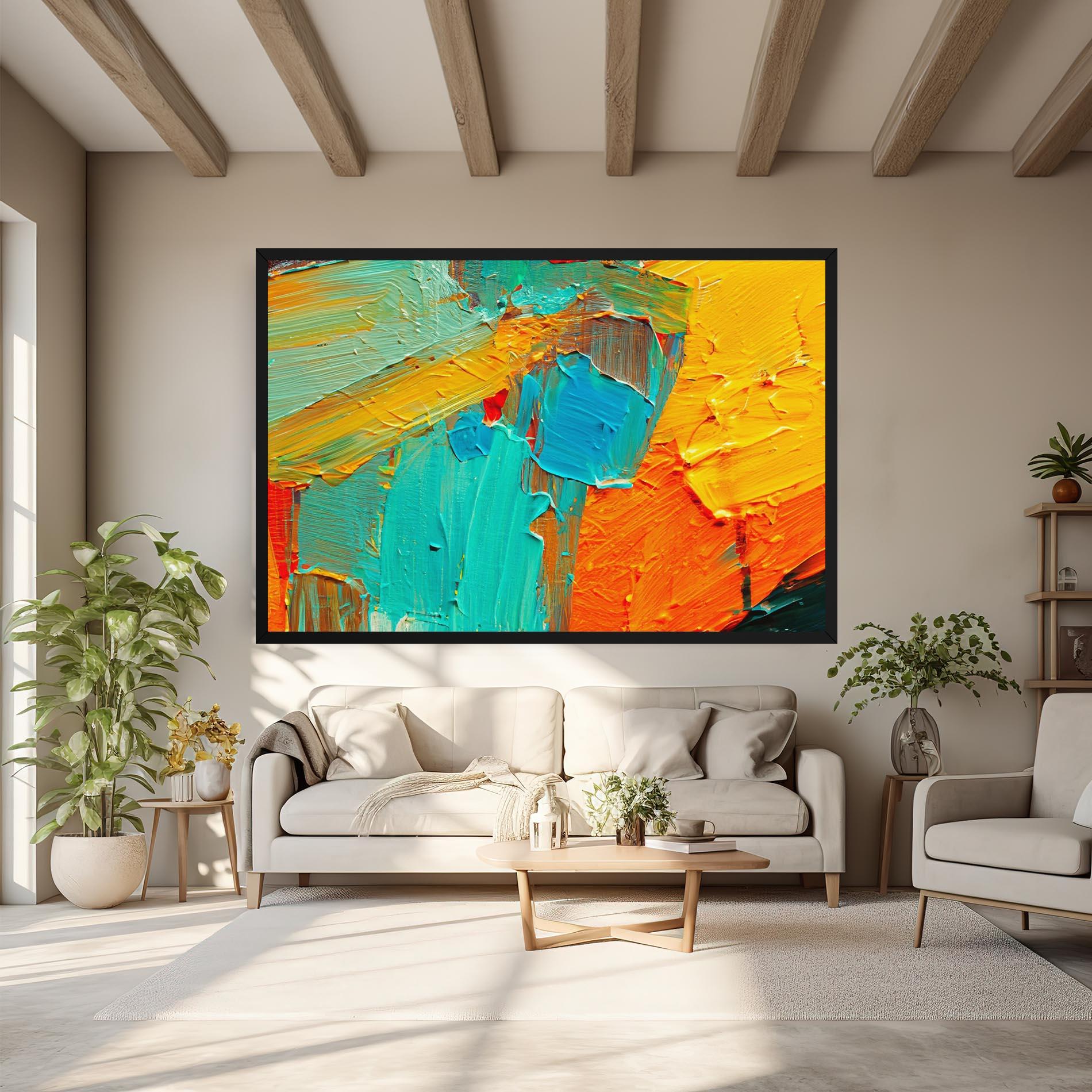 Tablou Canvas Orange Blue Painting mockup 6