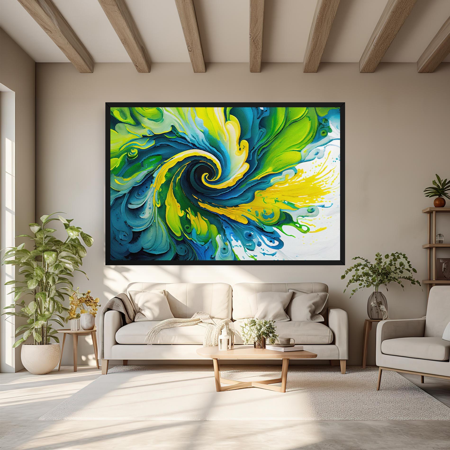 Tablou Canvas Yellow Green Spiral mockup 6