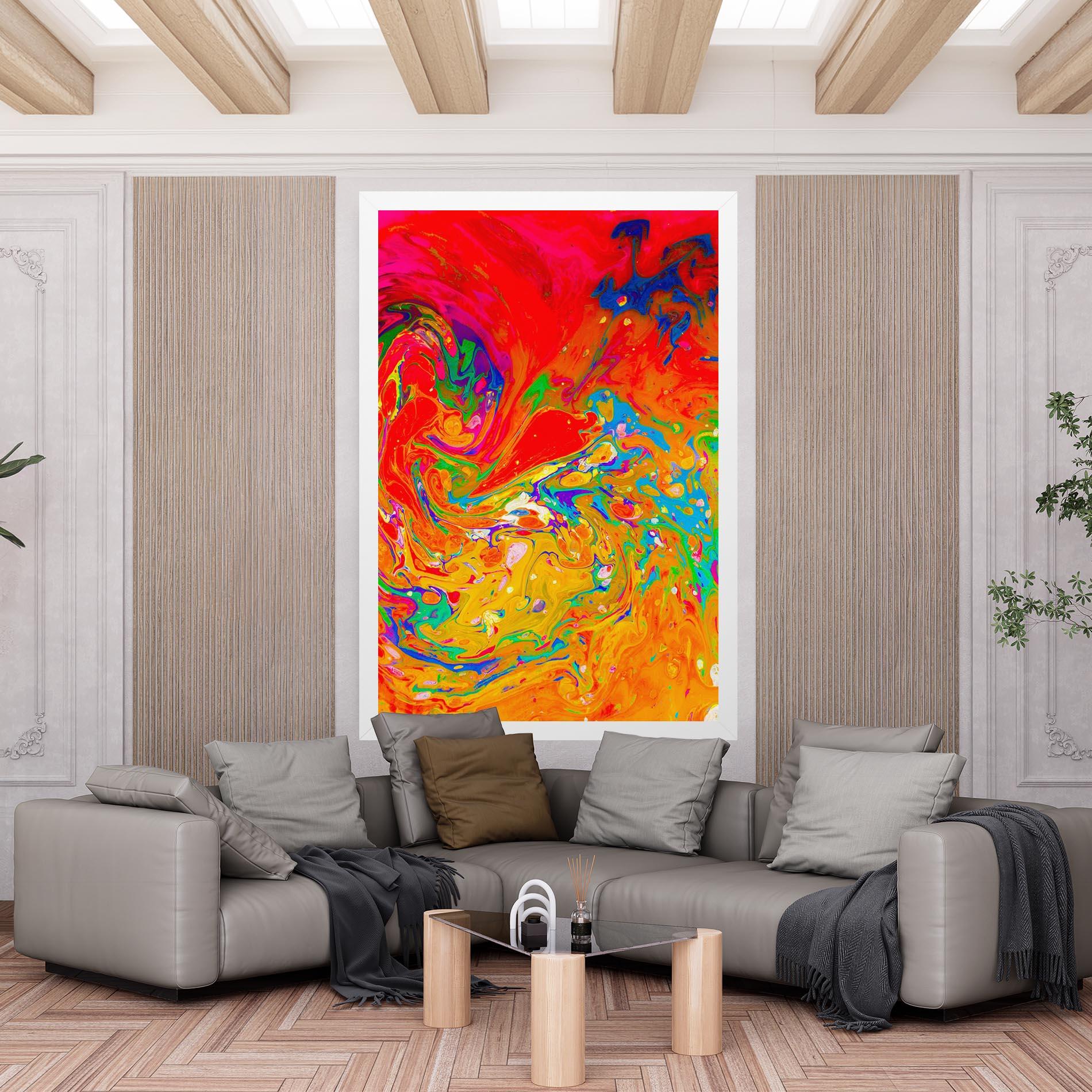 Tablou Canvas Marbling Orange Art mockup 6