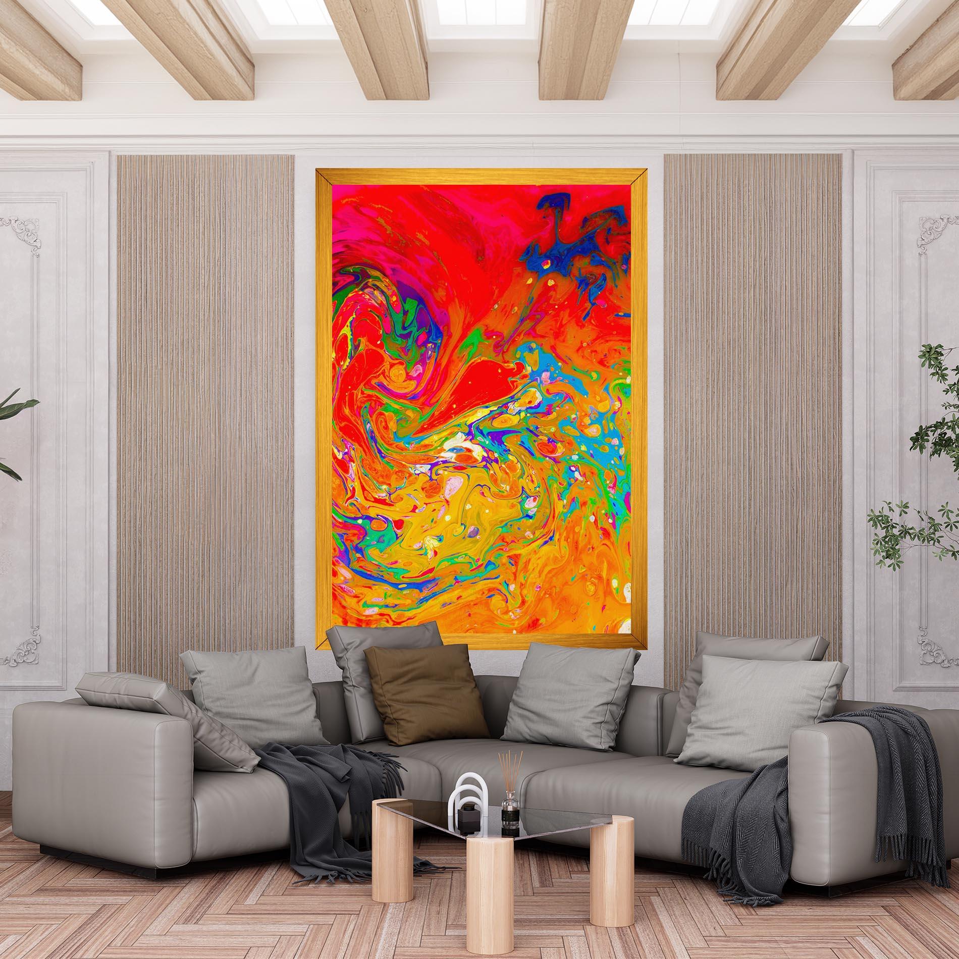 Tablou Canvas Marbling Orange Art mockup 6
