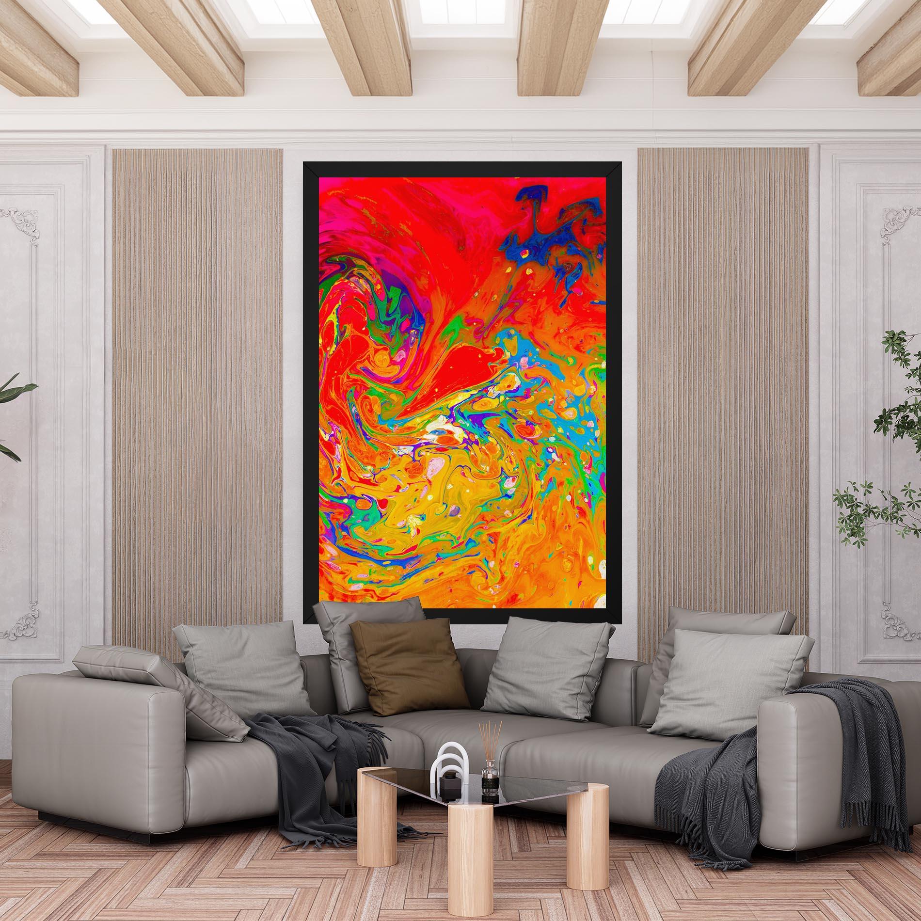 Tablou Canvas Marbling Orange Art mockup 6