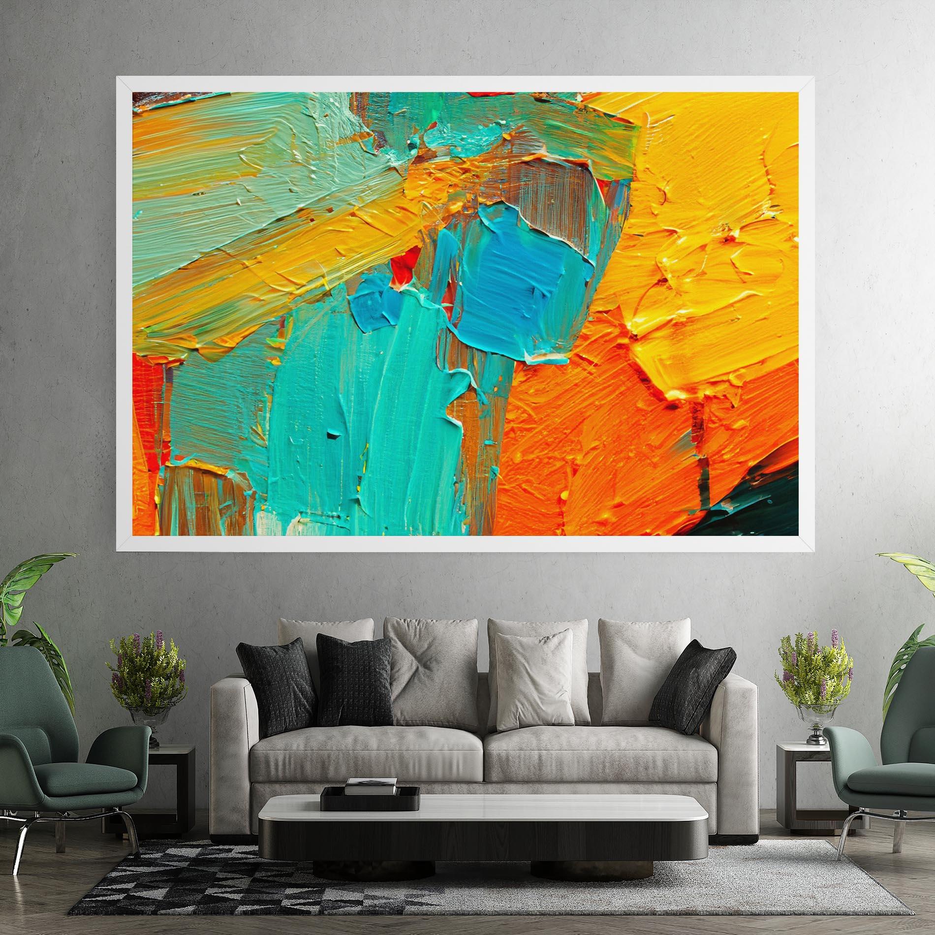 Tablou Canvas Orange Blue Painting mockup 7