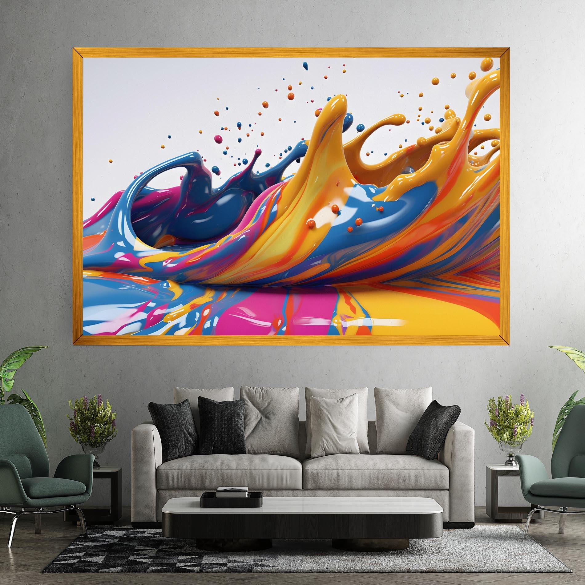 Tablou Canvas Colorful Liquid Yellow Splash mockup 7