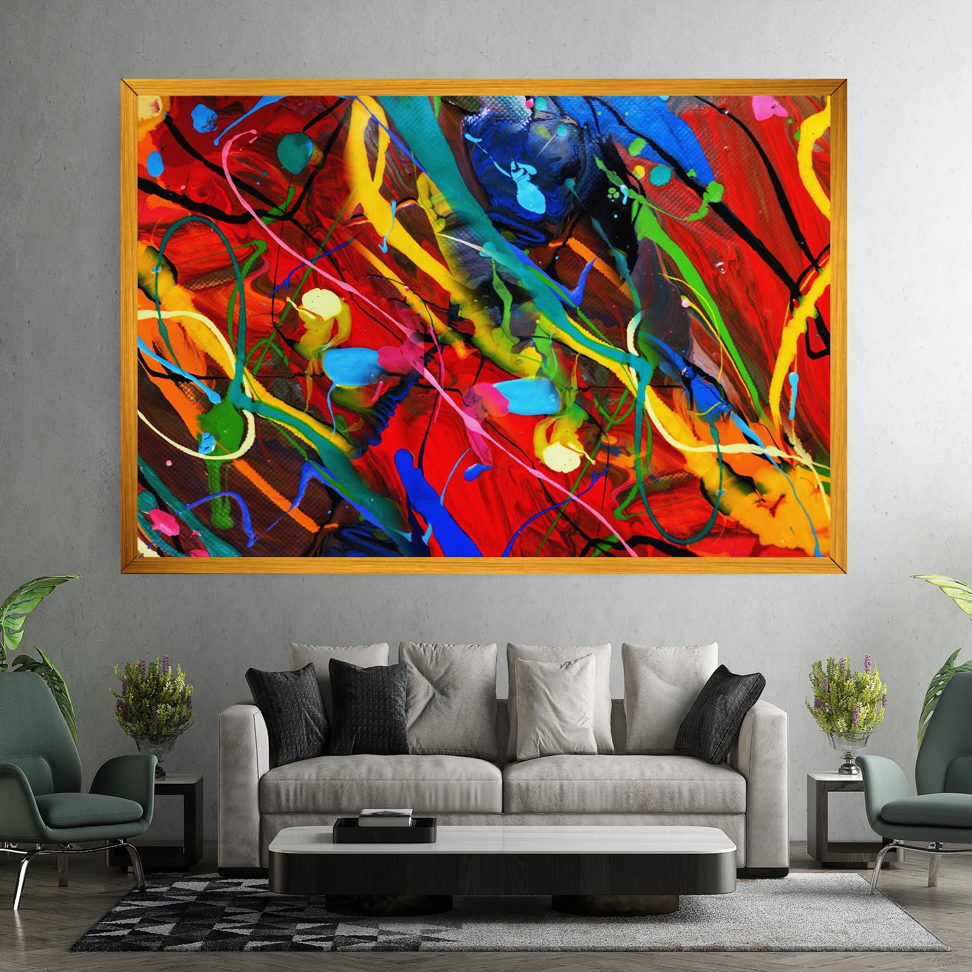 Tablou Canvas Hand Draw Red Painting mockup 7