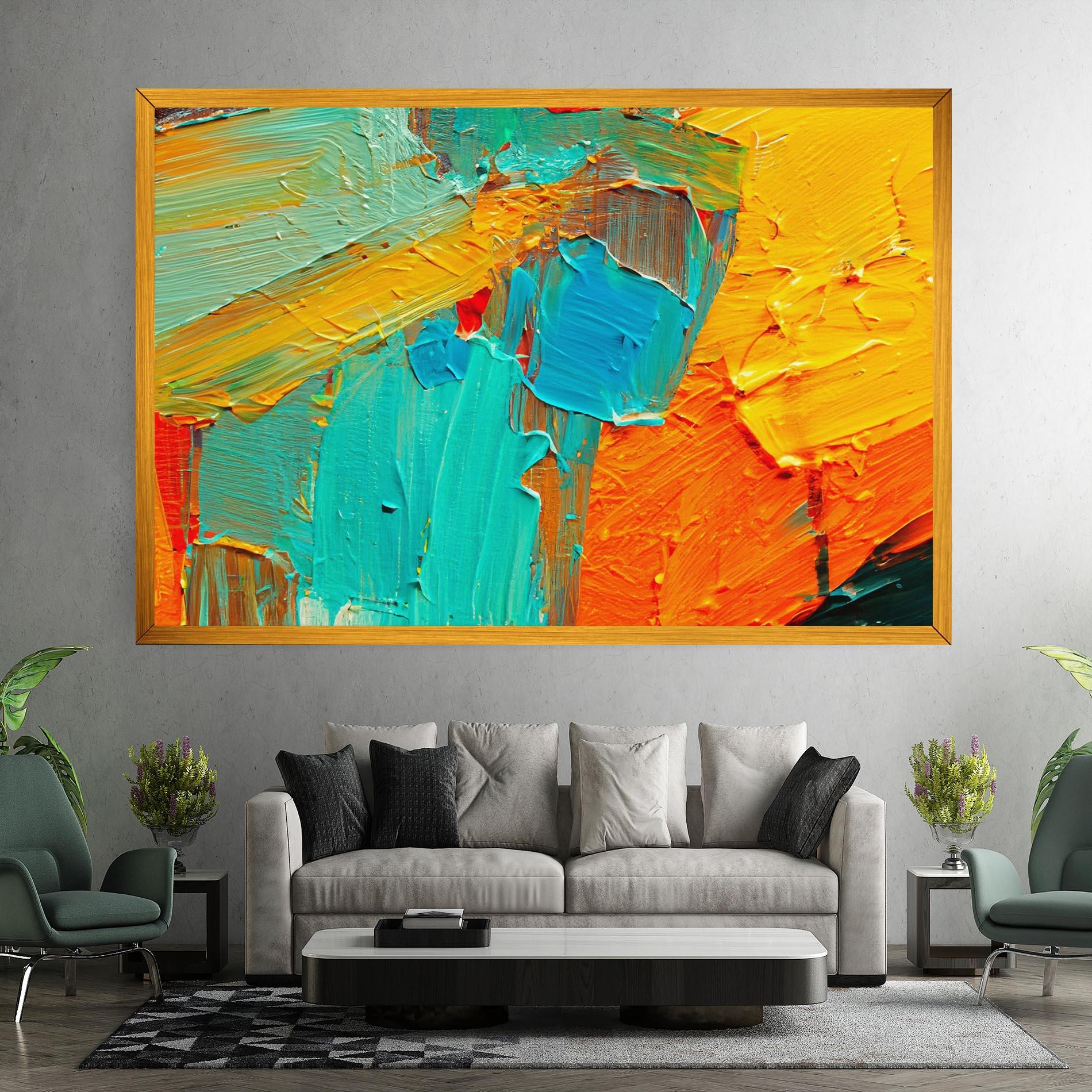 Tablou Canvas Orange Blue Painting mockup 7