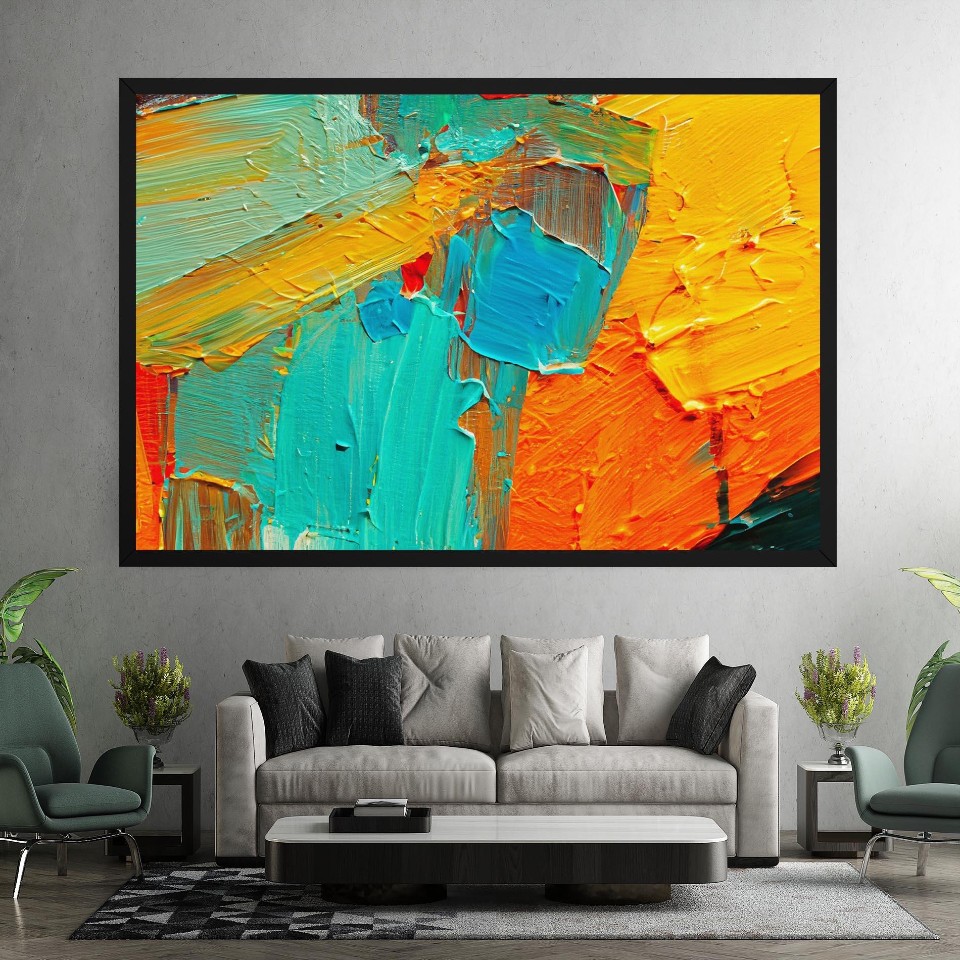 Tablou Canvas Orange Blue Painting mockup 7