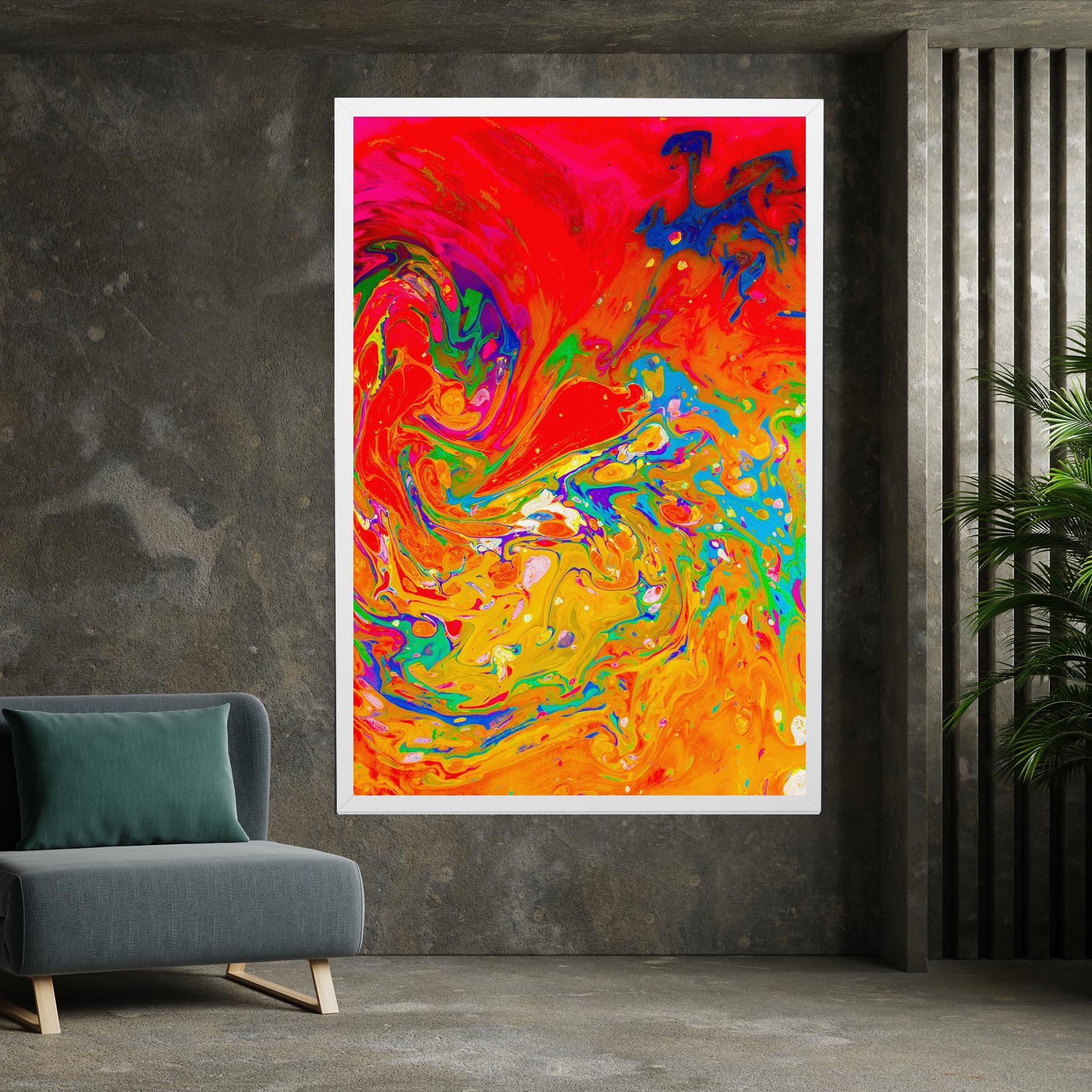 Tablou Canvas Marbling Orange Art mockup 7