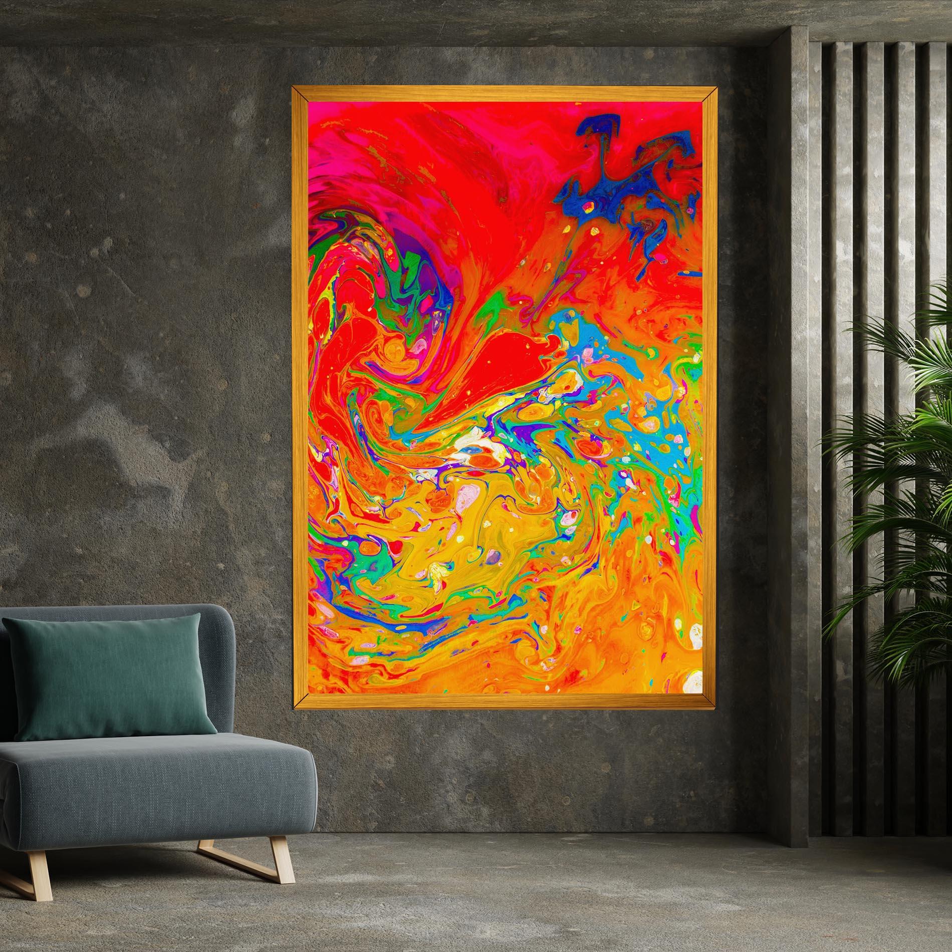 Tablou Canvas Marbling Orange Art mockup 7