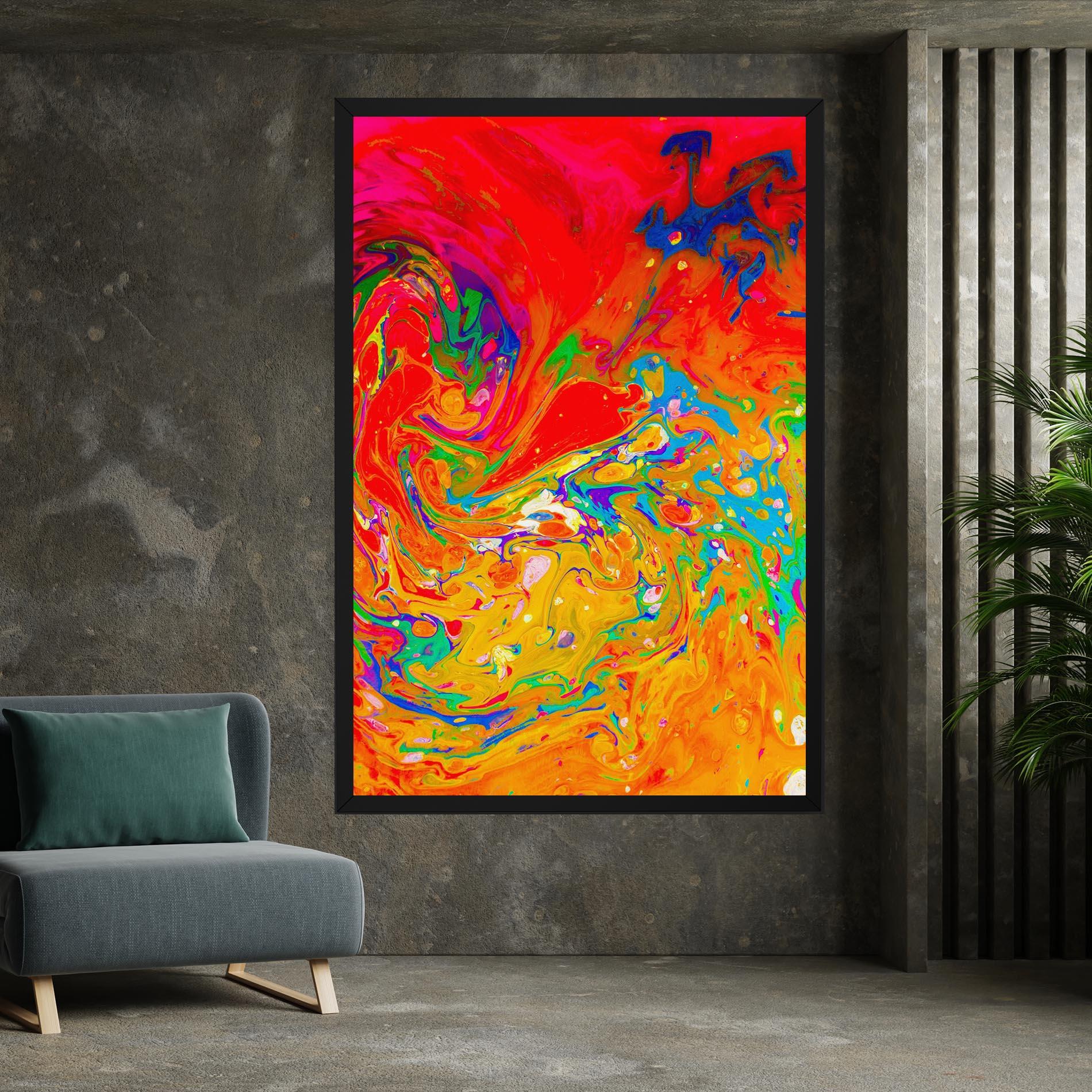 Tablou Canvas Marbling Orange Art mockup 7