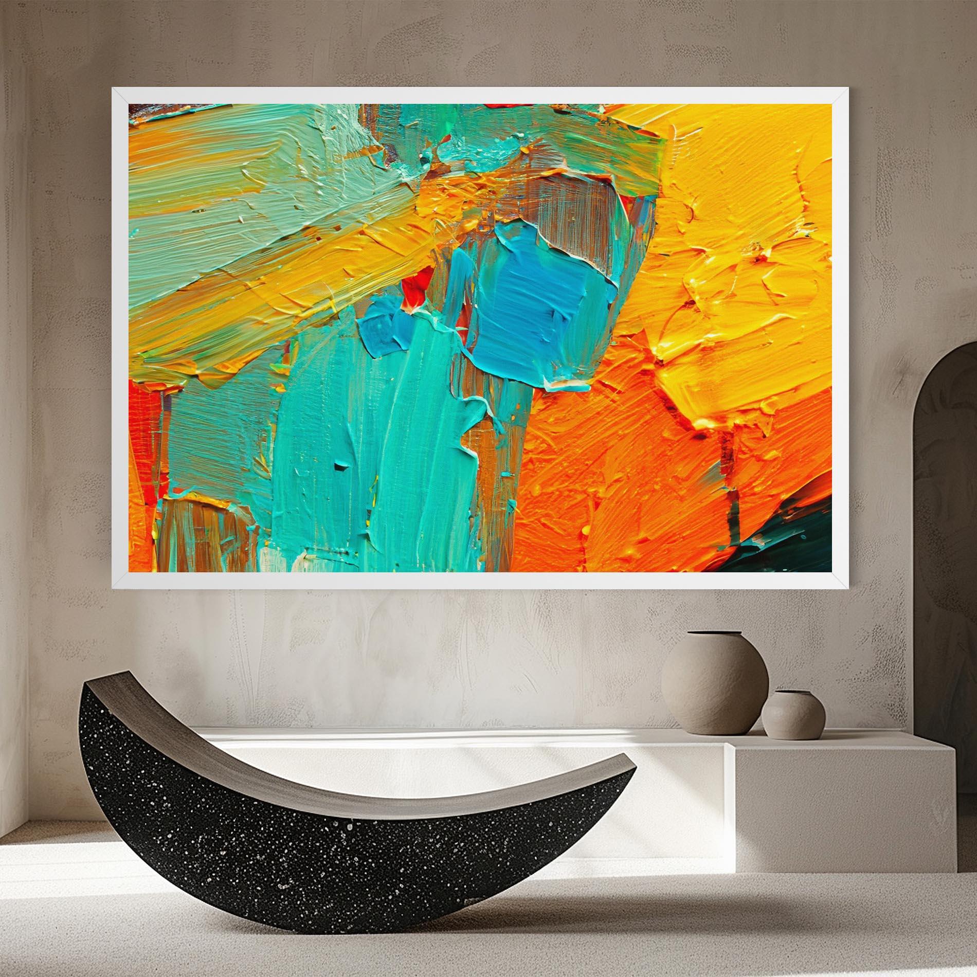 Tablou Canvas Orange Blue Painting mockup 8