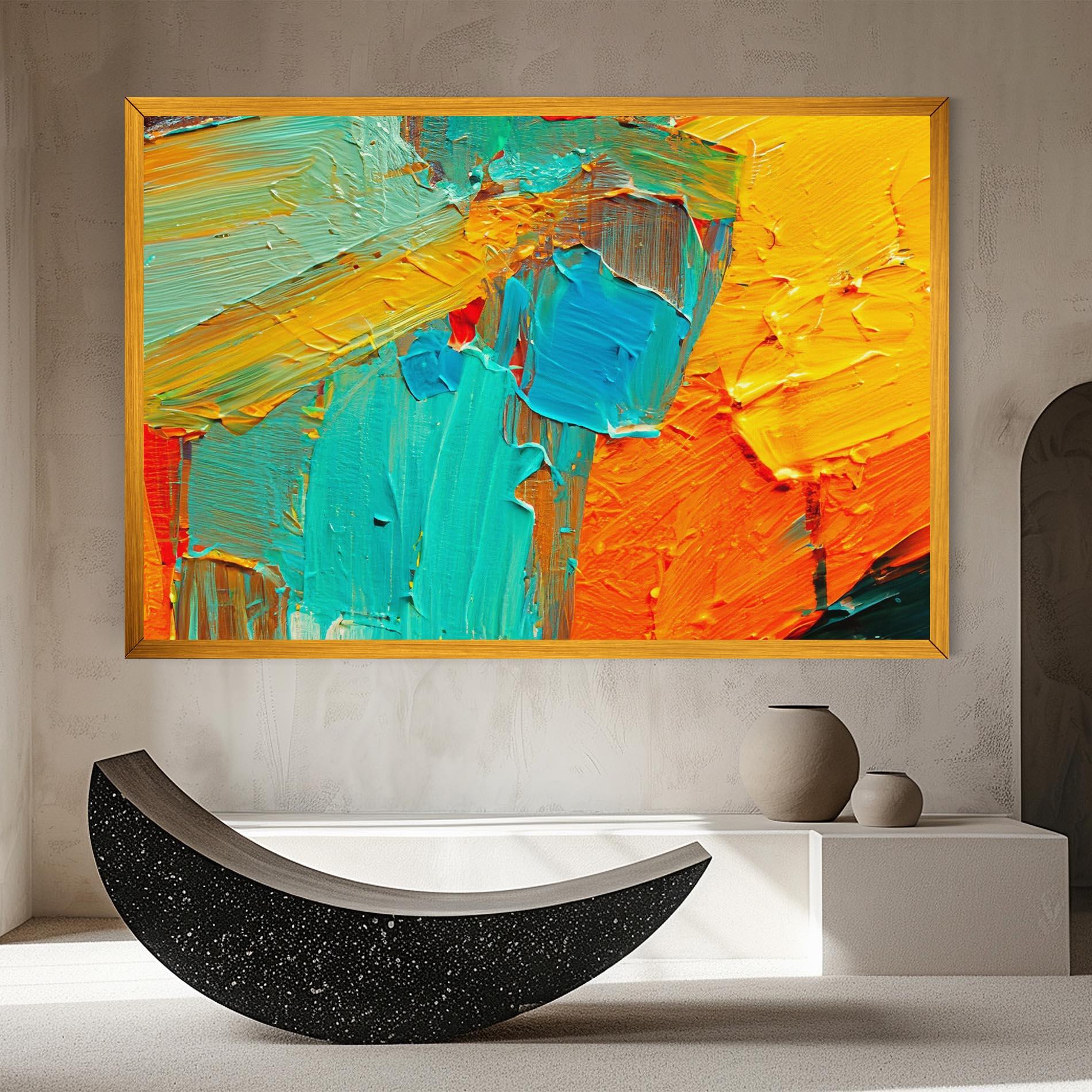 Tablou Canvas Orange Blue Painting mockup 8