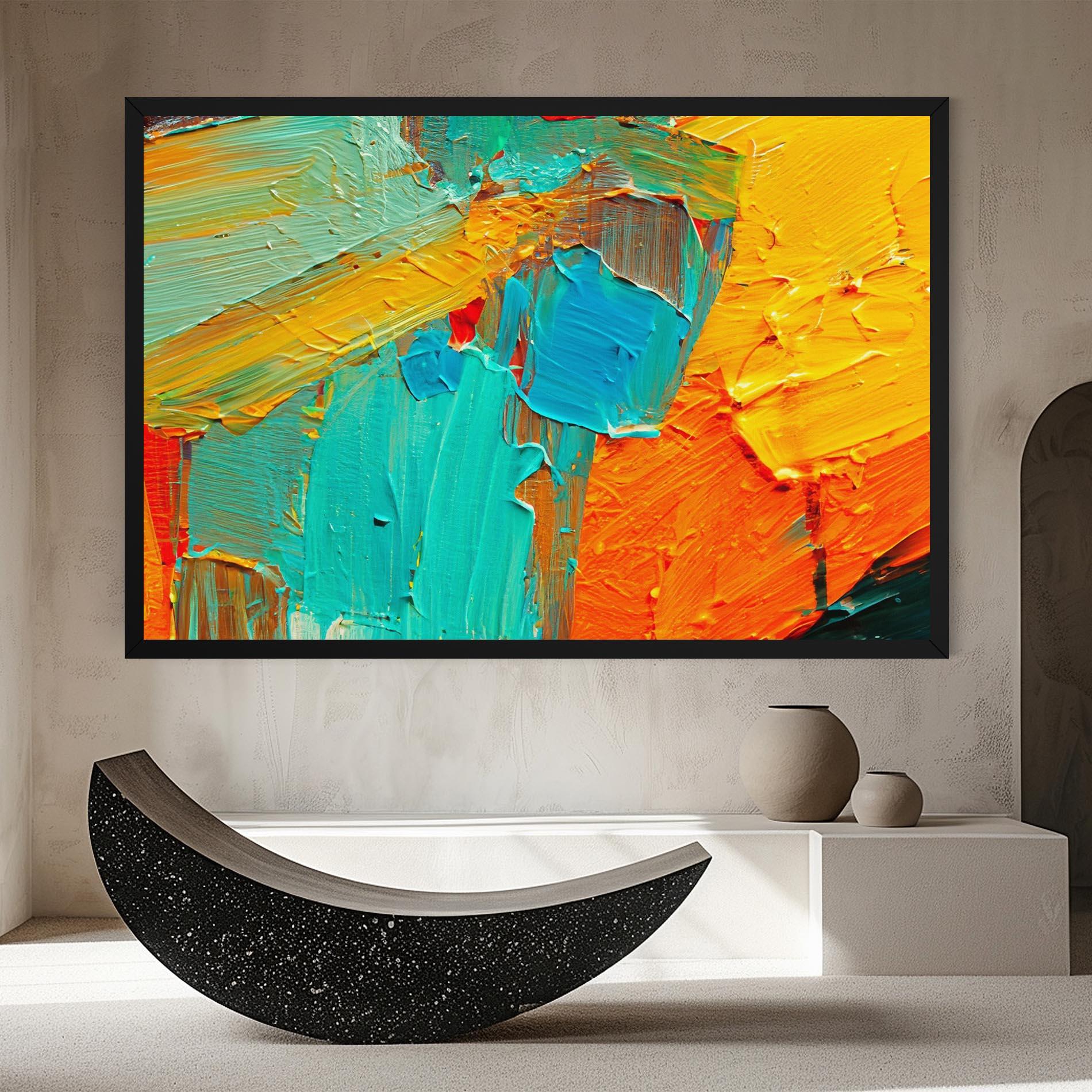 Tablou Canvas Orange Blue Painting mockup 8