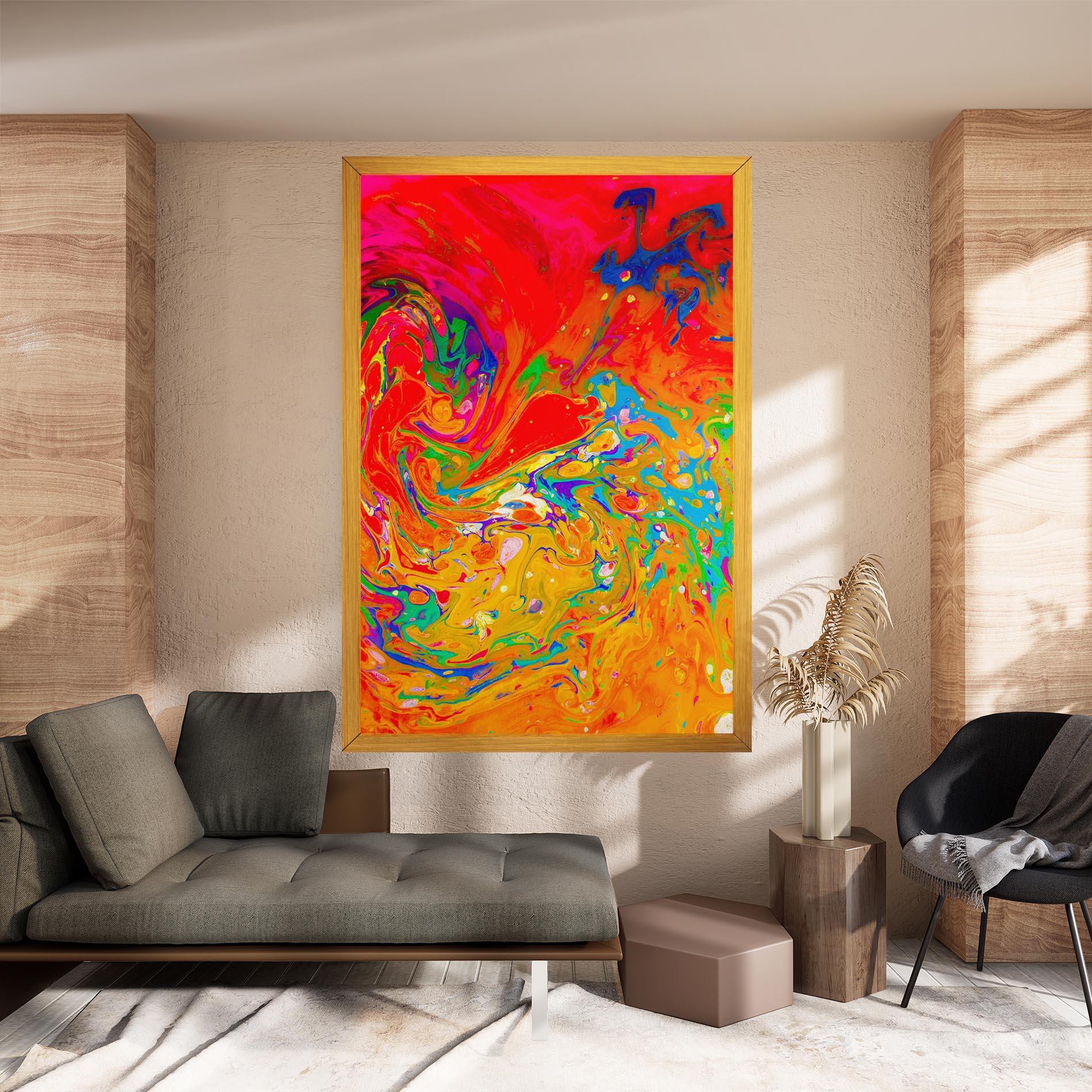 Tablou Canvas Marbling Orange Art mockup 8