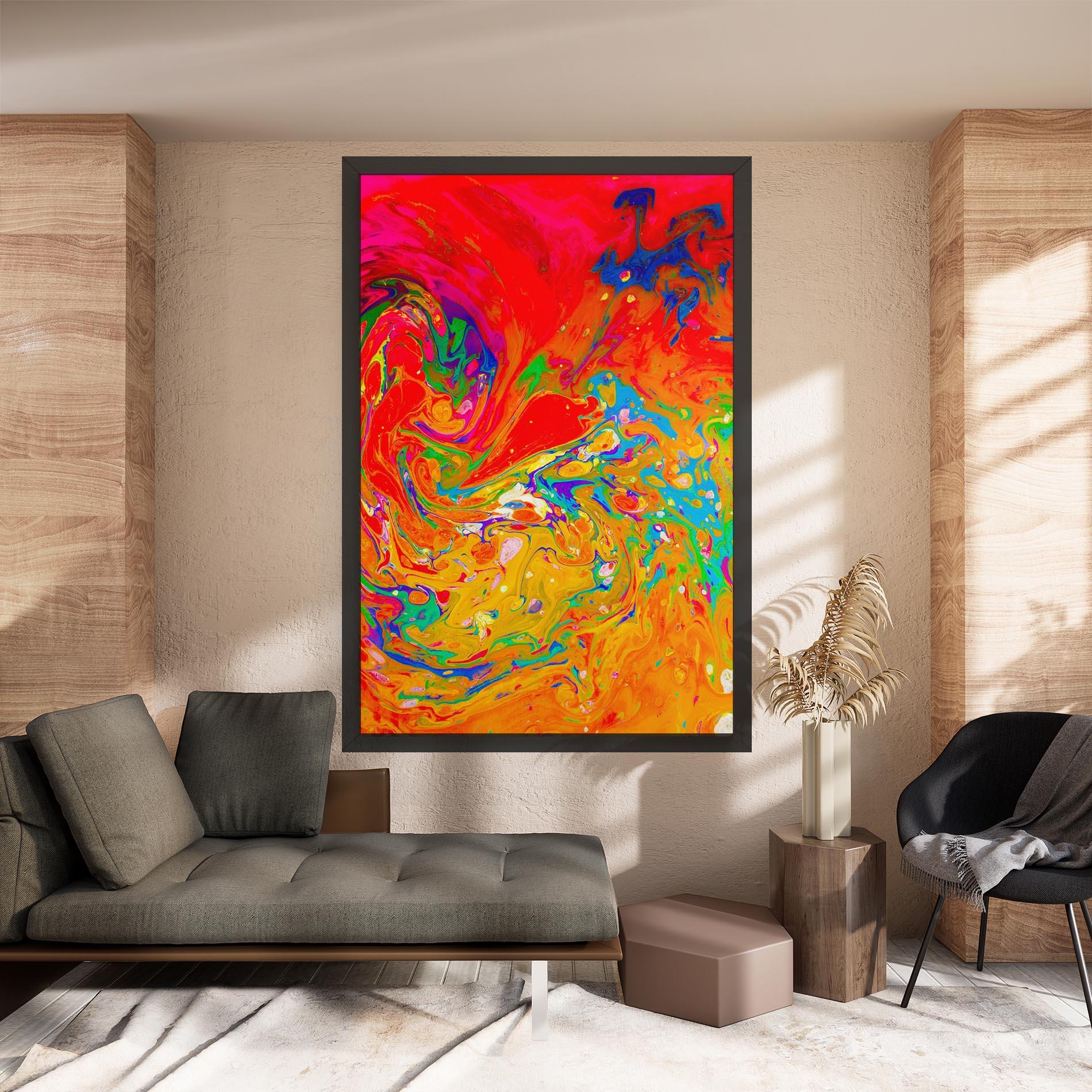 Tablou Canvas Marbling Orange Art mockup 8