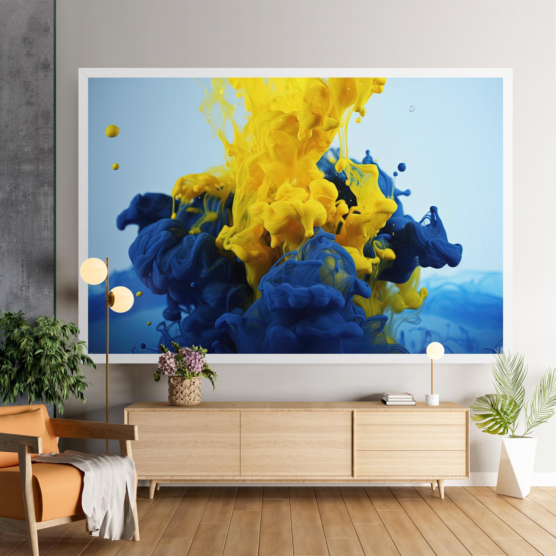 Tablou Canvas Blue Yellow Smoke mockup 9
