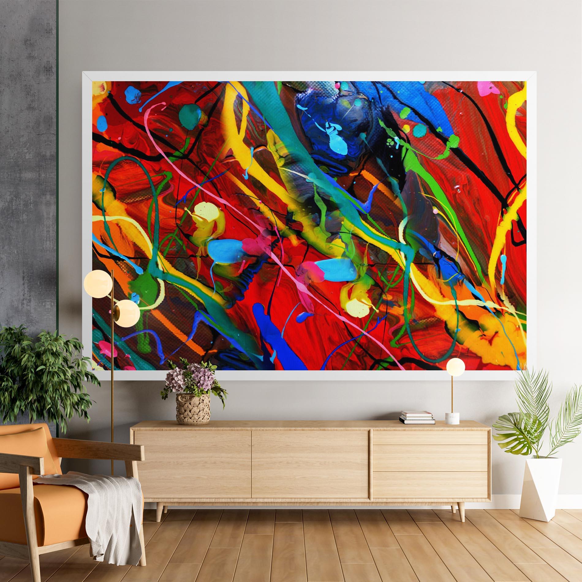 Tablou Canvas Hand Draw Red Painting mockup 9