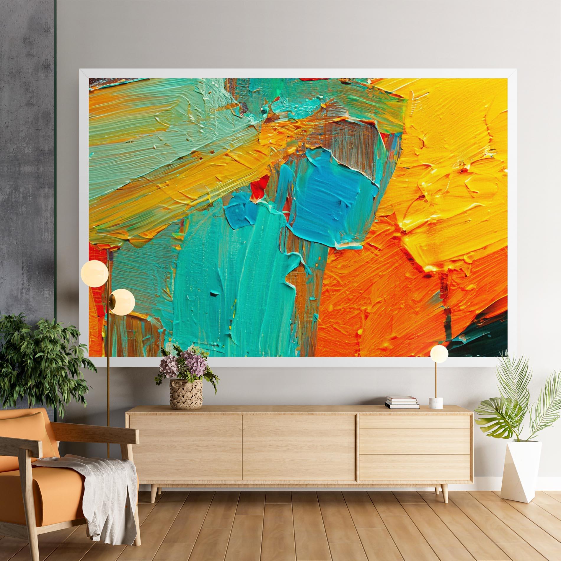 Tablou Canvas Orange Blue Painting mockup 9
